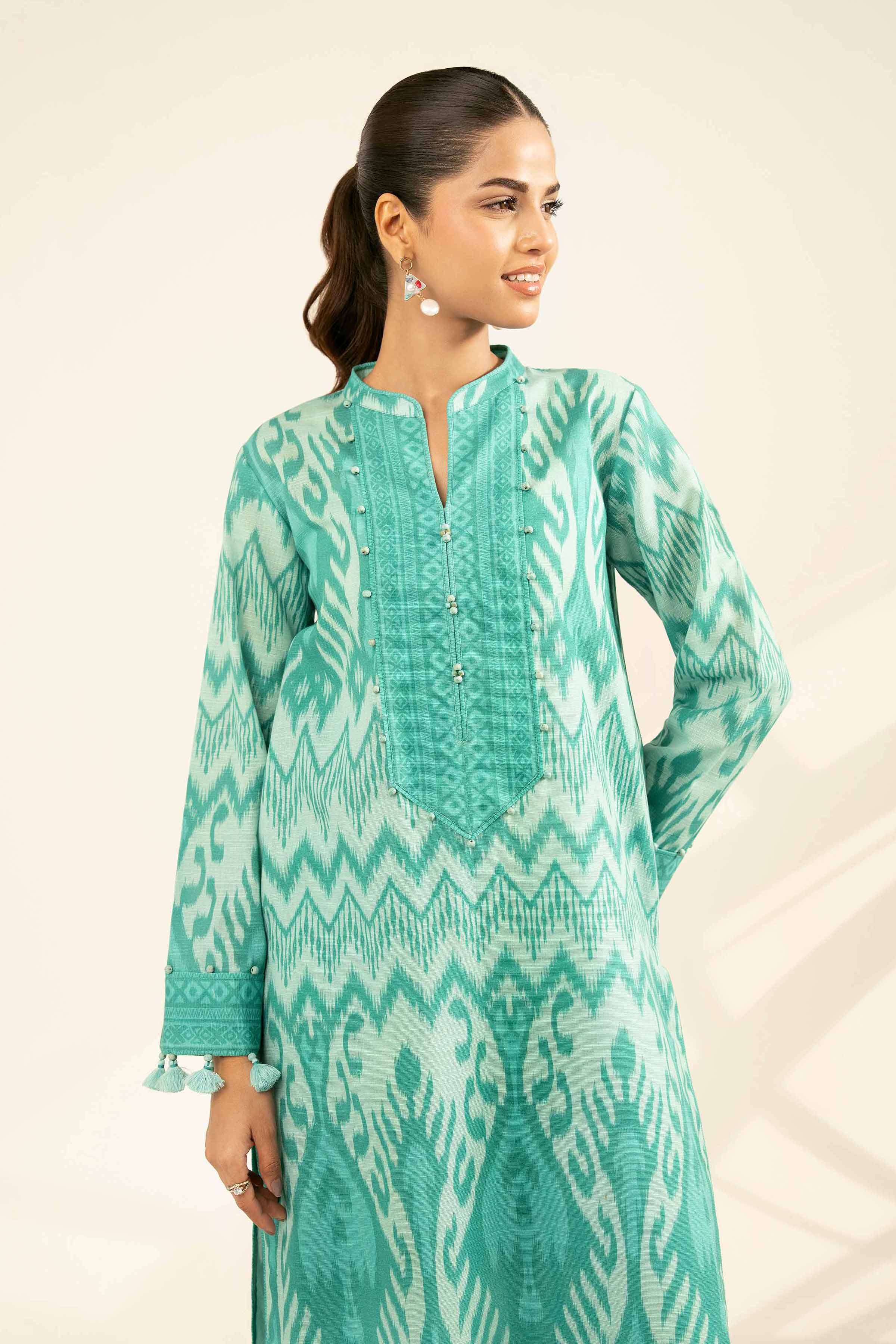 2 Piece - Printed Suit - 42502329 Unstitched Blue Khaddar 2PC Printed