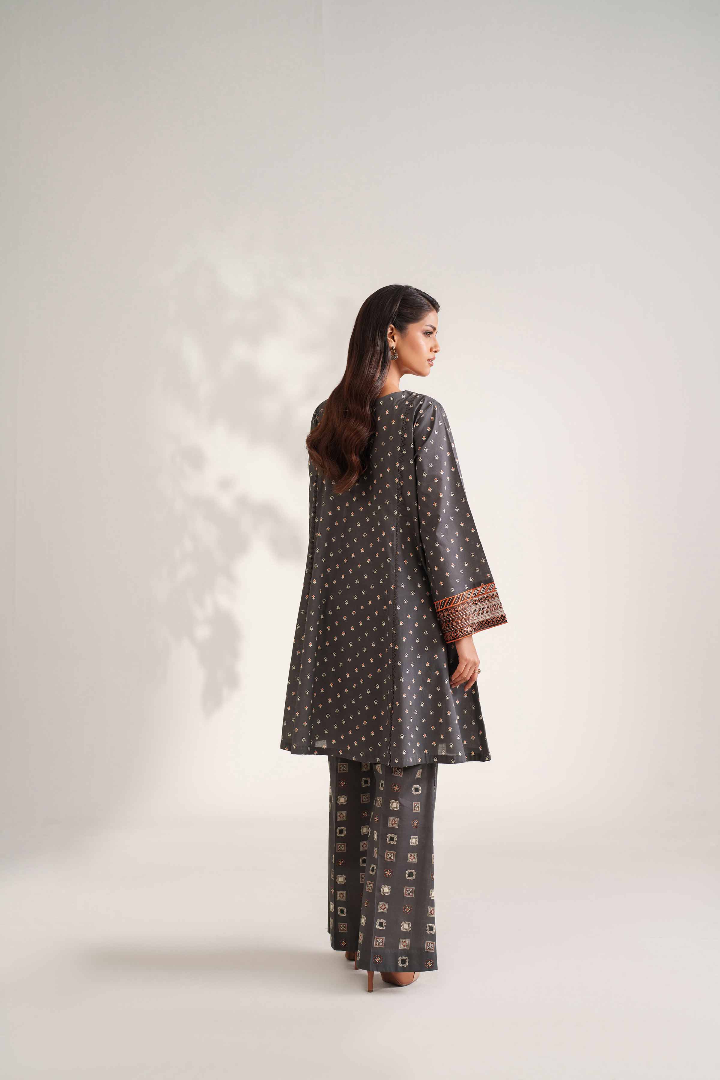 2 Piece - Printed Embroidered Suit - 42502355 Unstitched Grey Cambric 2PC Embroidered