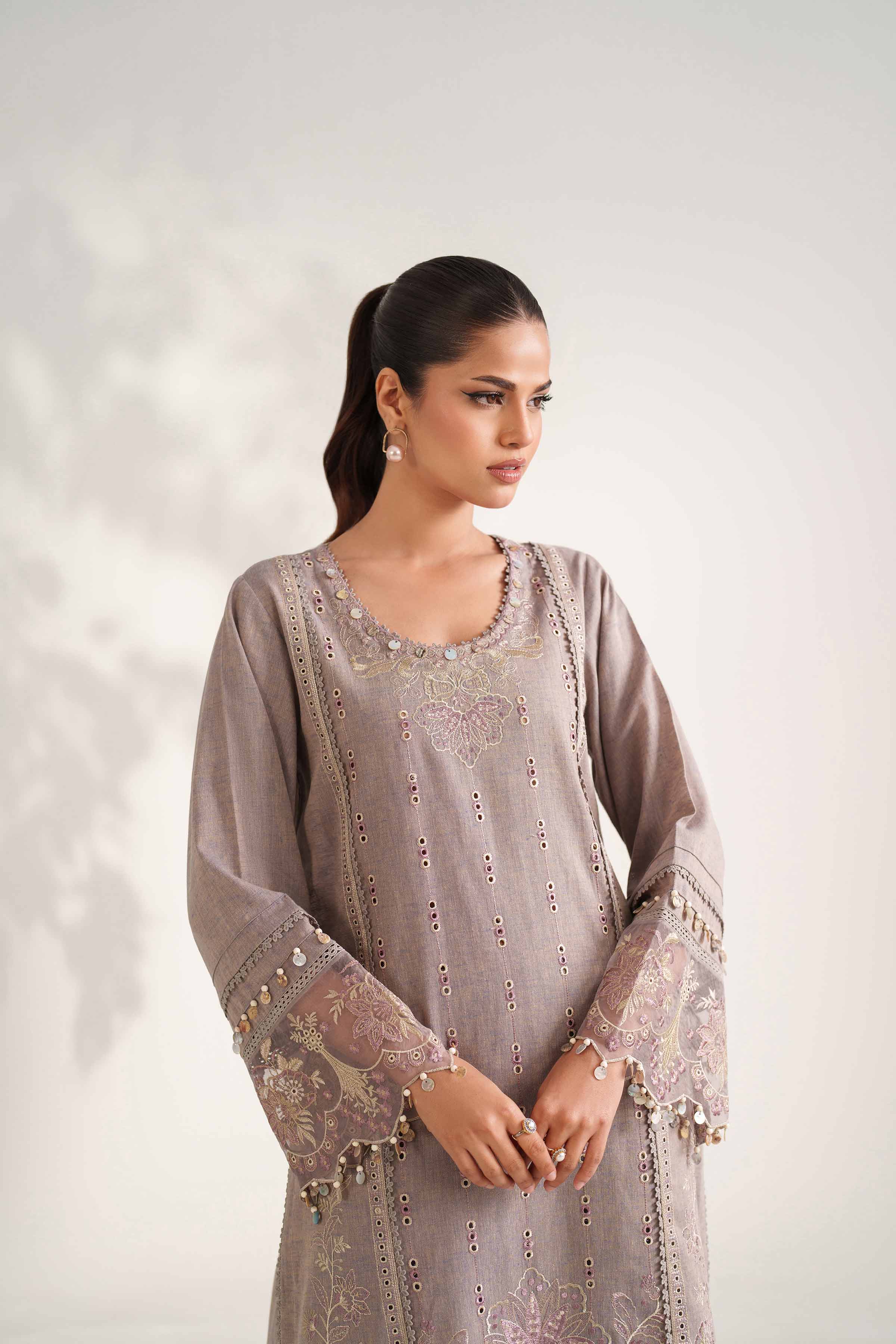 2 Piece - Embroidered Suit - 42502717 Unstitched Yellow Linen 2PC Embroidered