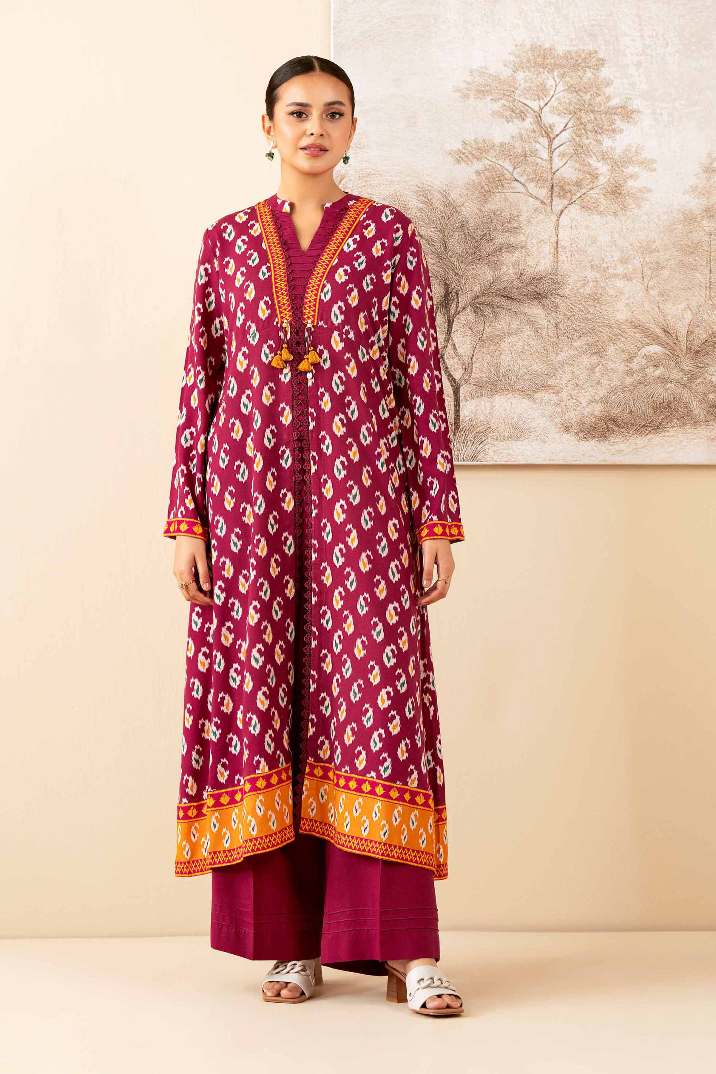 2 Piece - Printed Suit - 42502779 Unstitched Purple Linen 2PC Printed