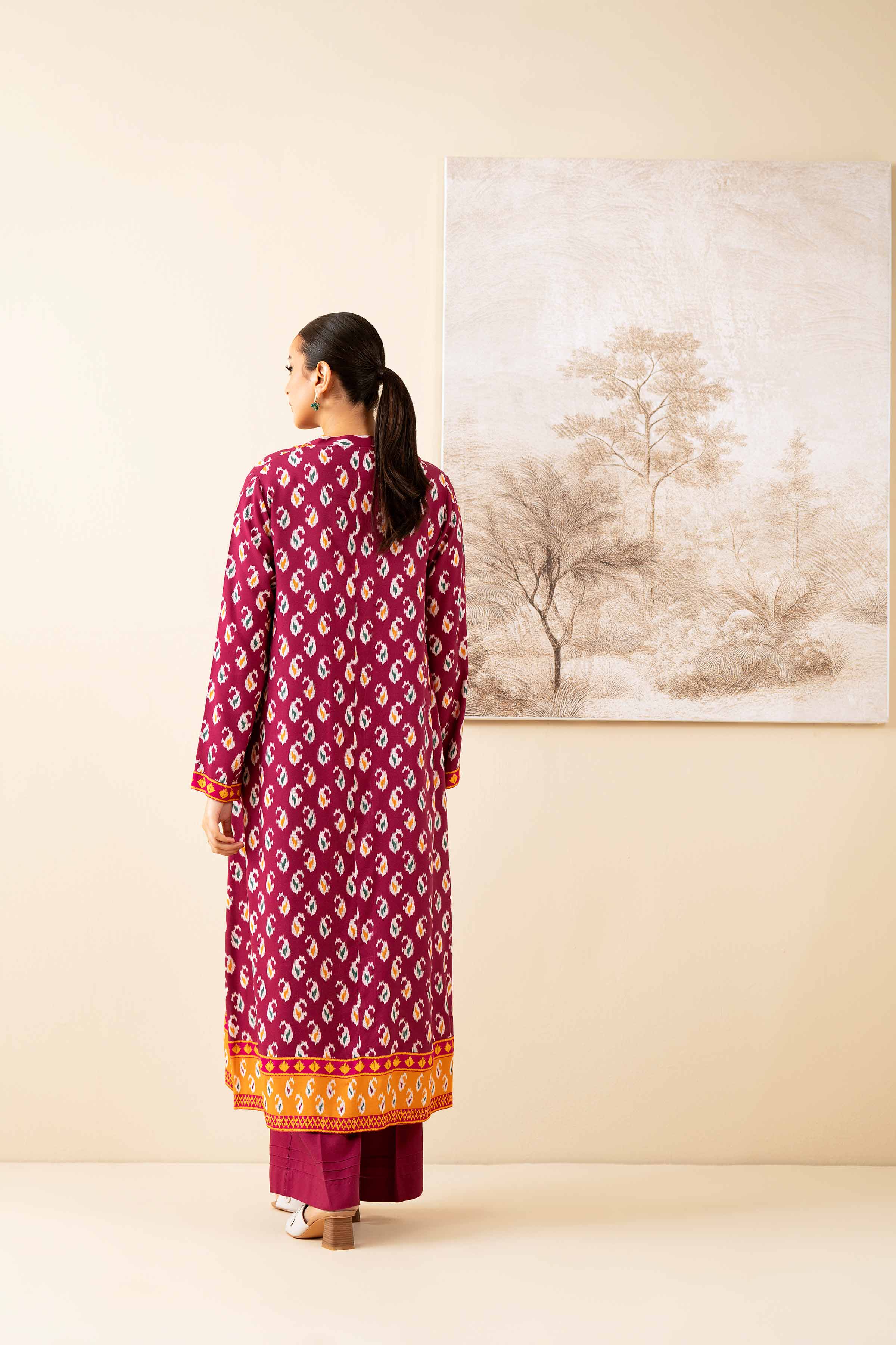 2 Piece - Printed Suit - 42502779 Unstitched Purple Linen 2PC Printed