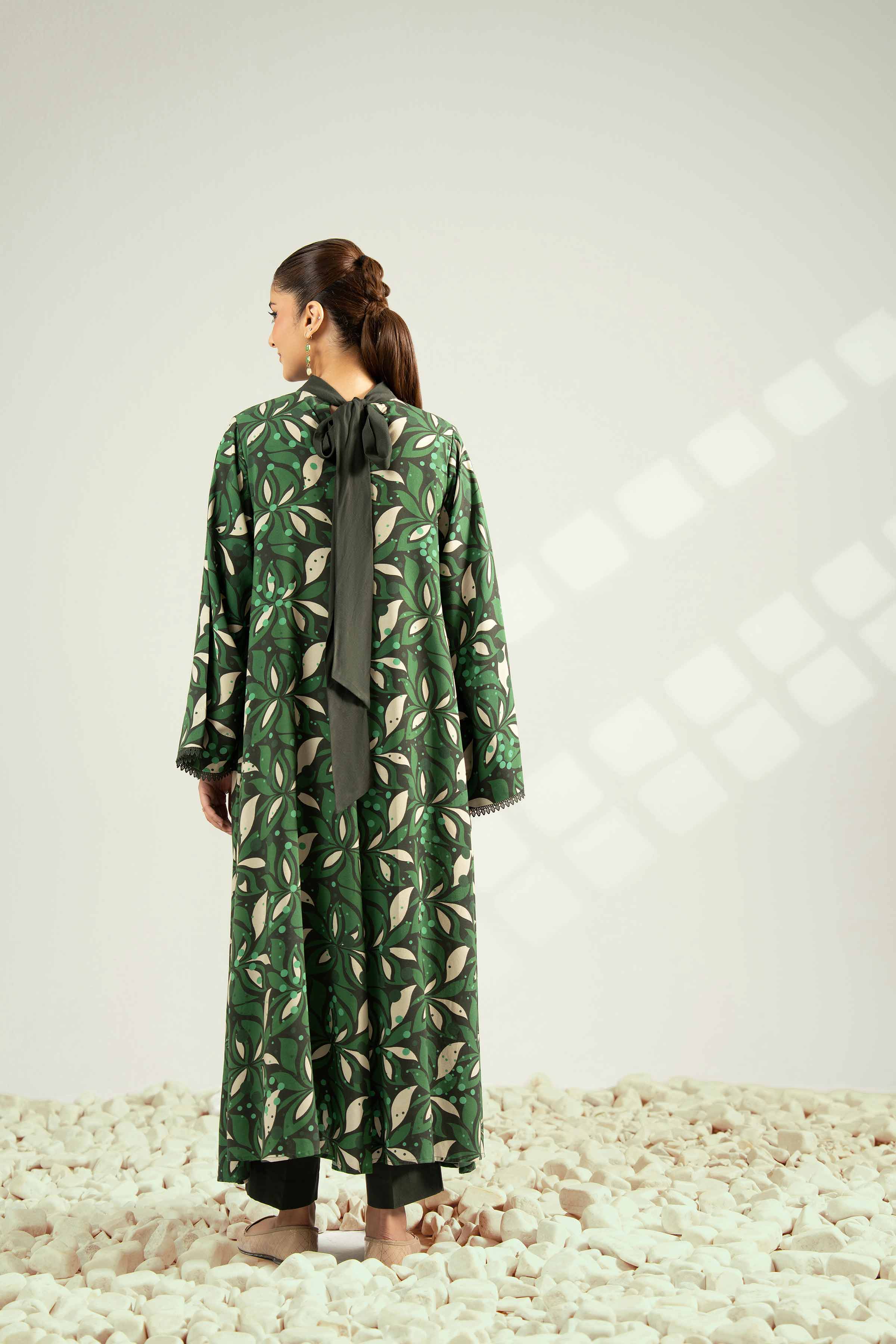 2 Piece - Printed Suit - 42502784 Unstitched Green Linen 2PC Printed