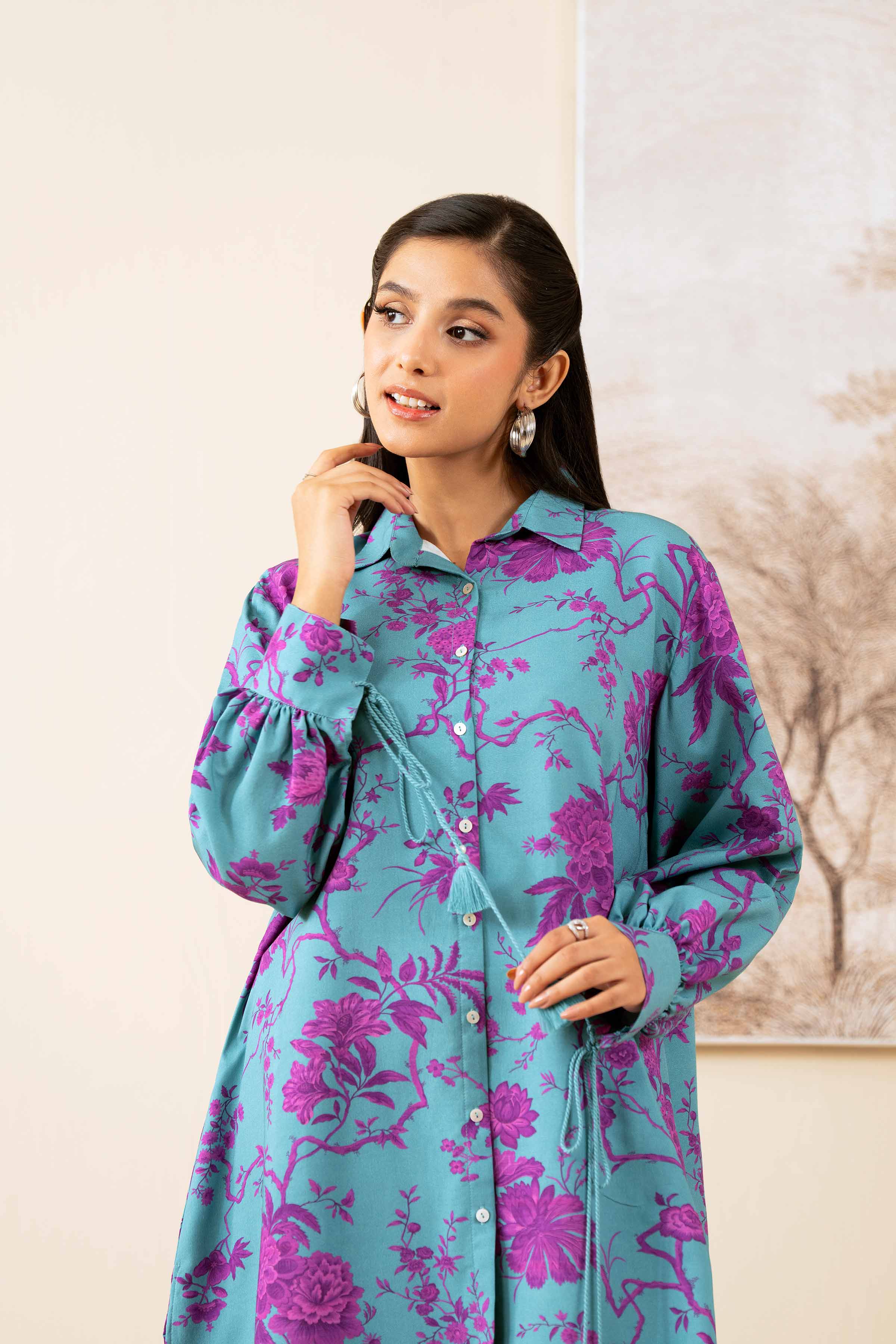 2 Piece - Printed Suit - 42502787 Unstitched Green Linen 2PC Printed