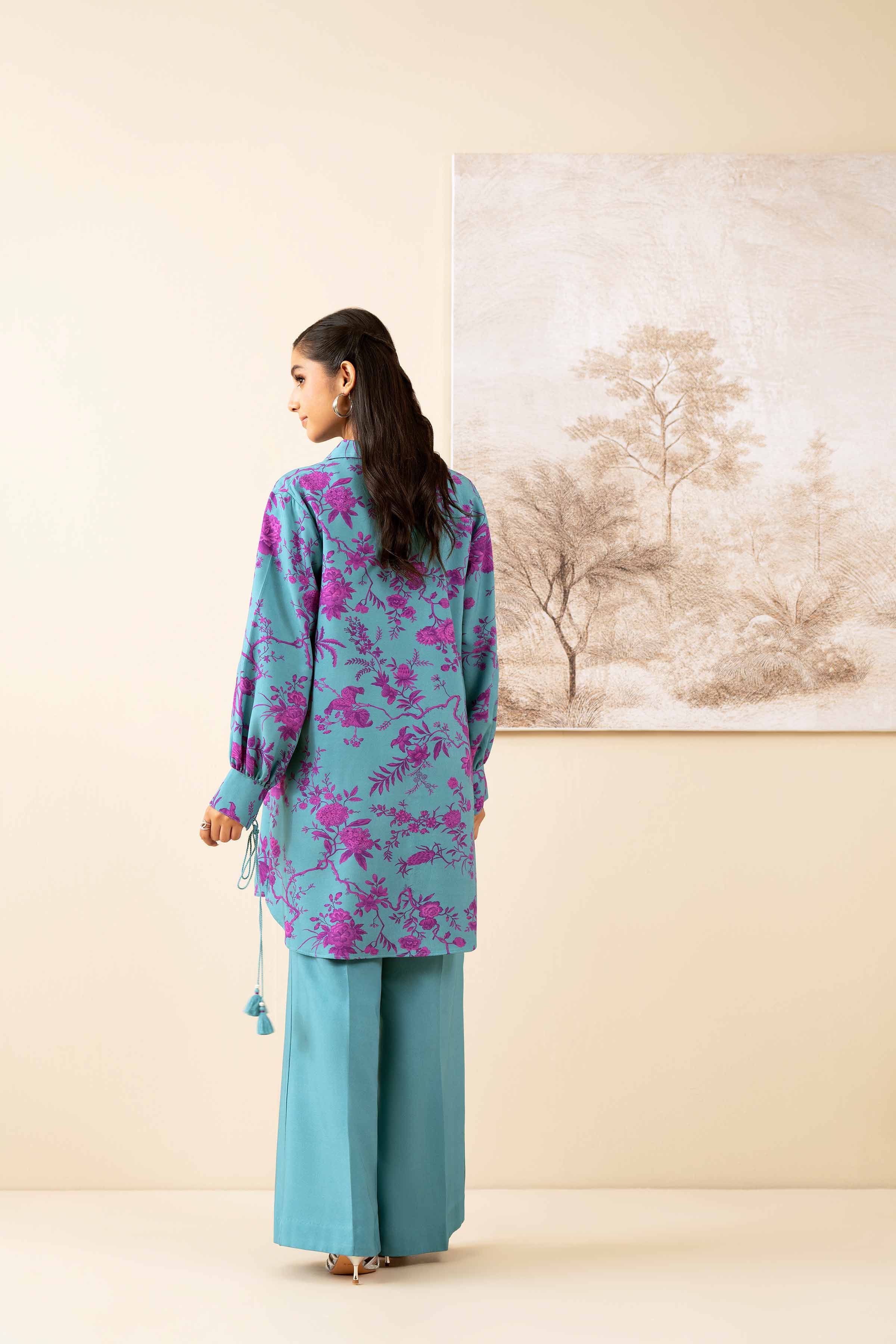 2 Piece - Printed Suit - 42502787 Unstitched Green Linen 2PC Printed
