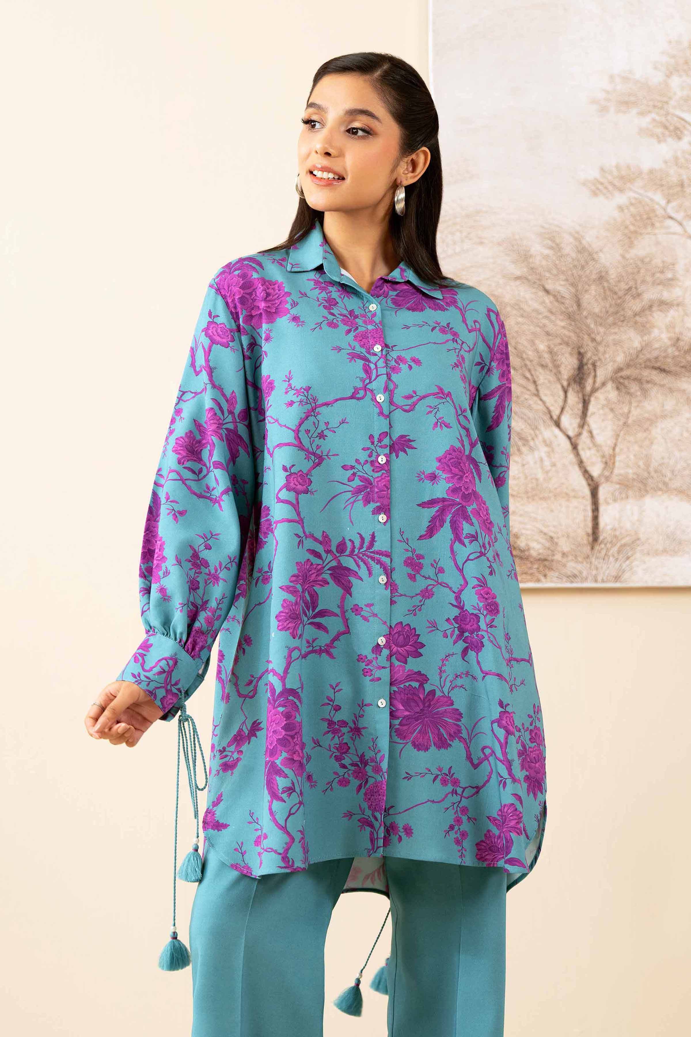 2 Piece - Printed Suit - 42502787 Unstitched Green Linen 2PC Printed