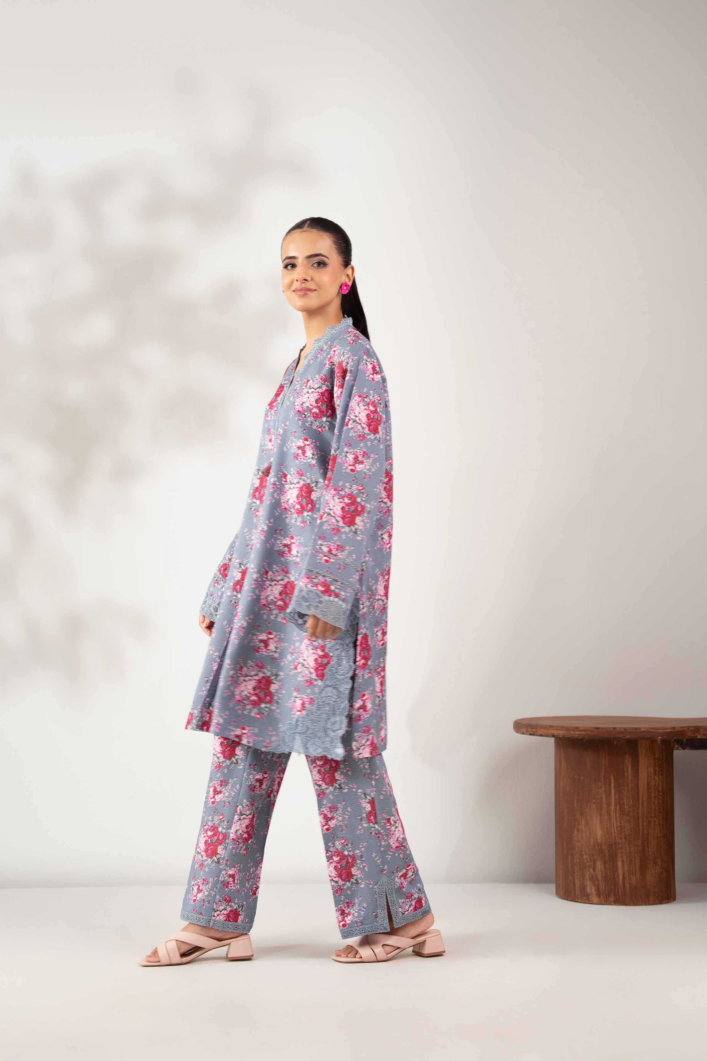 2 Piece - Printed Embroidered Suit - 42502813 Unstitched Blue Karandi 2PC Embroidered