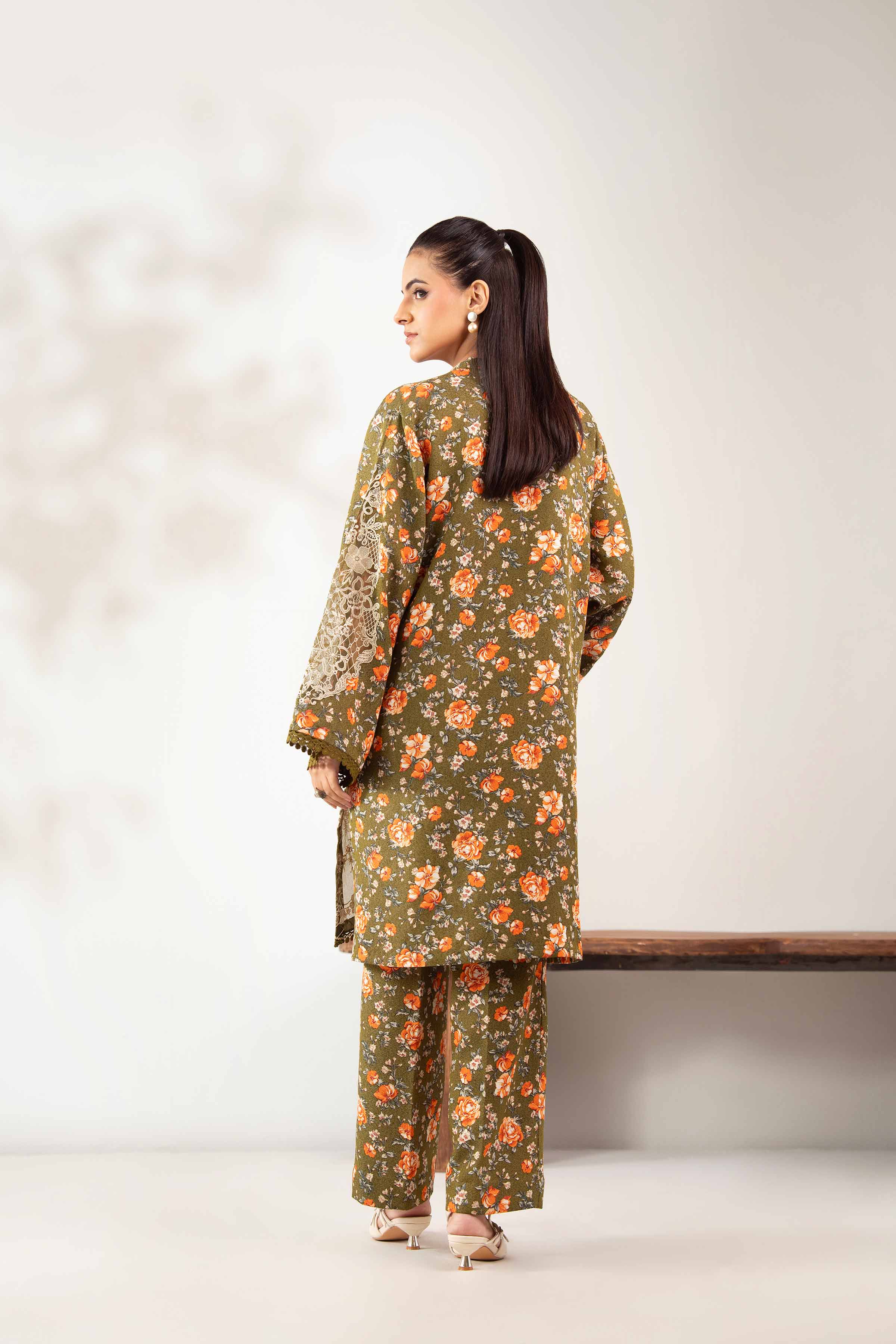 2 Piece - Printed Embroidered Suit - 42502814 Unstitched Green Karandi 2PC Embroidered