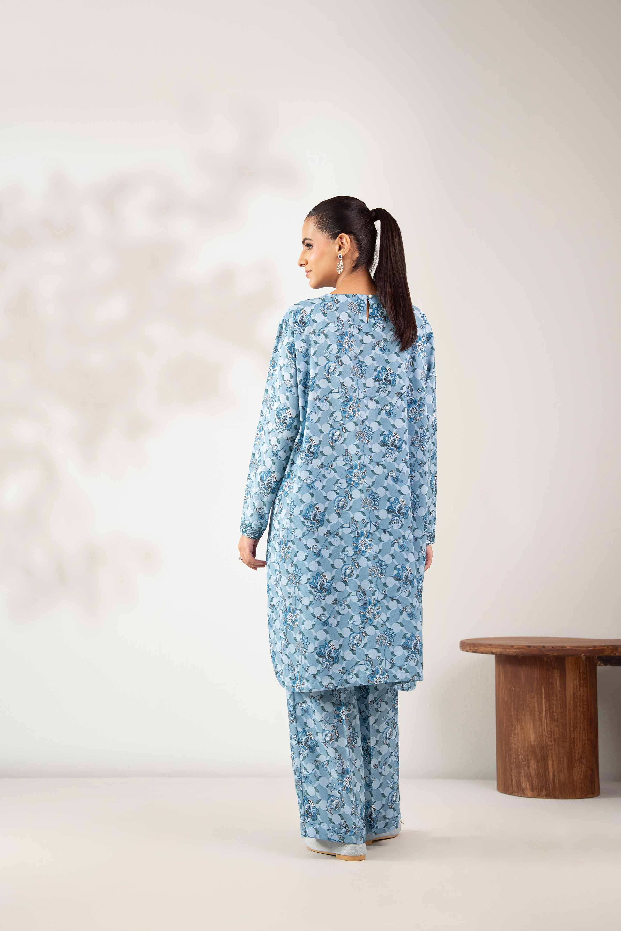 2 Piece - Printed Embroidered Suit - 42502818 Unstitched Blue Karandi 2PC Embroidered