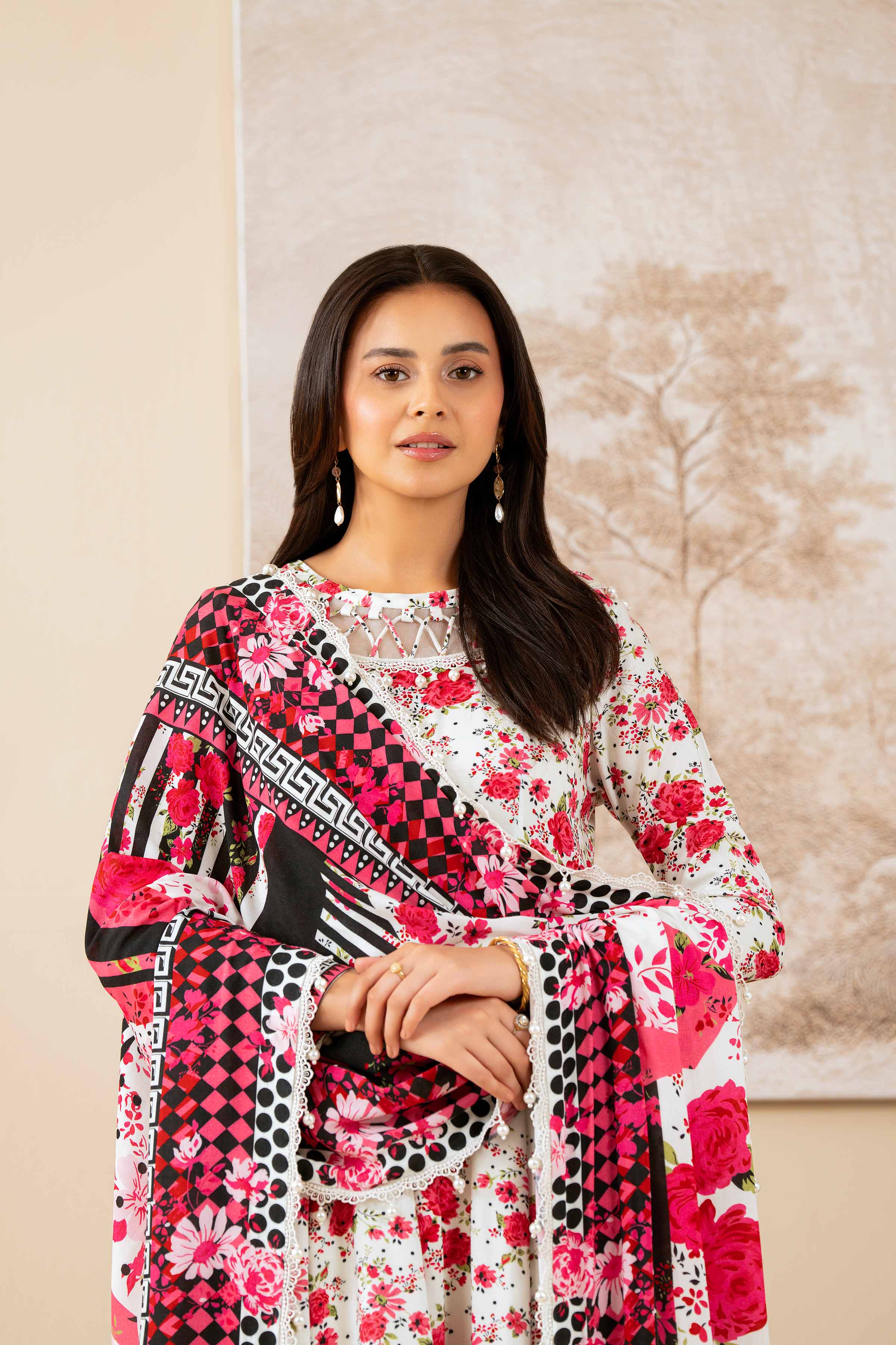 3 Piece - Printed Suit - 42502837 Unstitched Multi Linen 3PC Printed