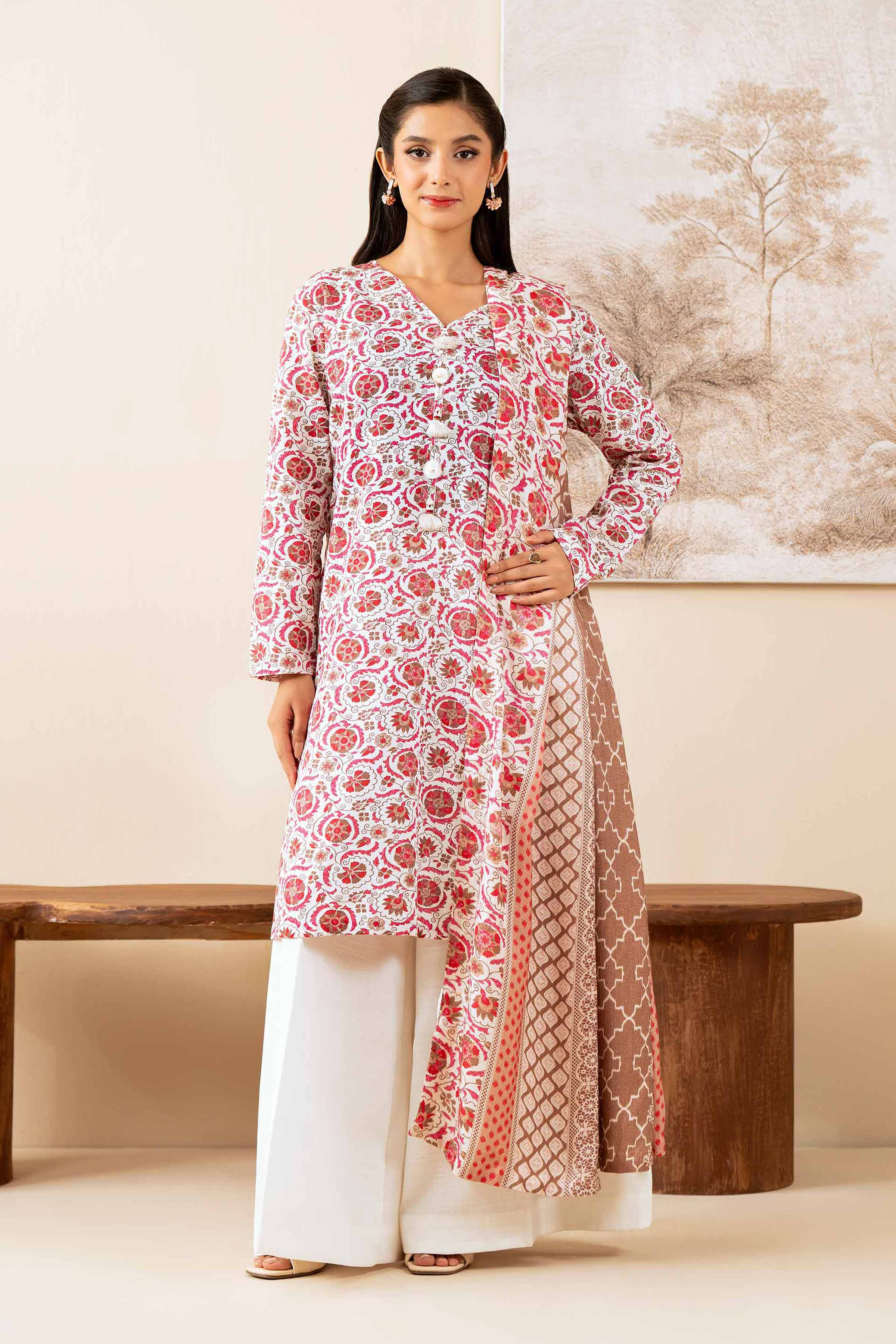 3 Piece - Printed Suit - 42502880 Unstitched Multi Khaddar 3PC Printed