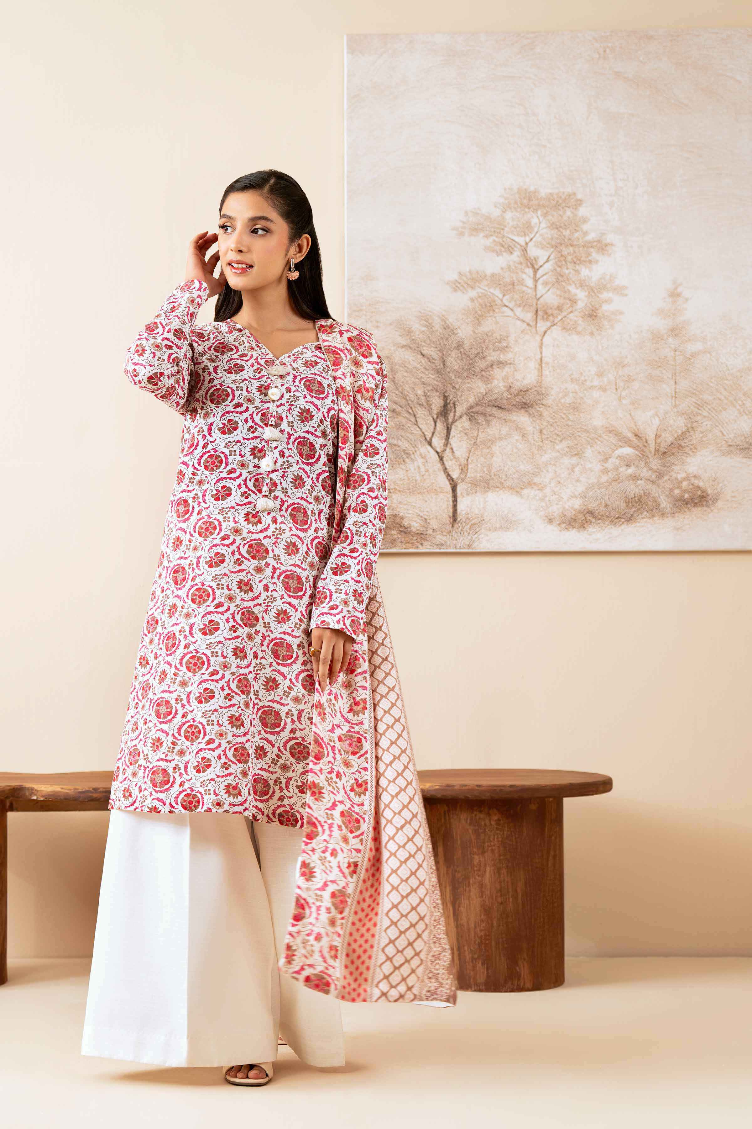 3 Piece - Printed Suit - 42502880 Unstitched Multi Khaddar 3PC Printed
