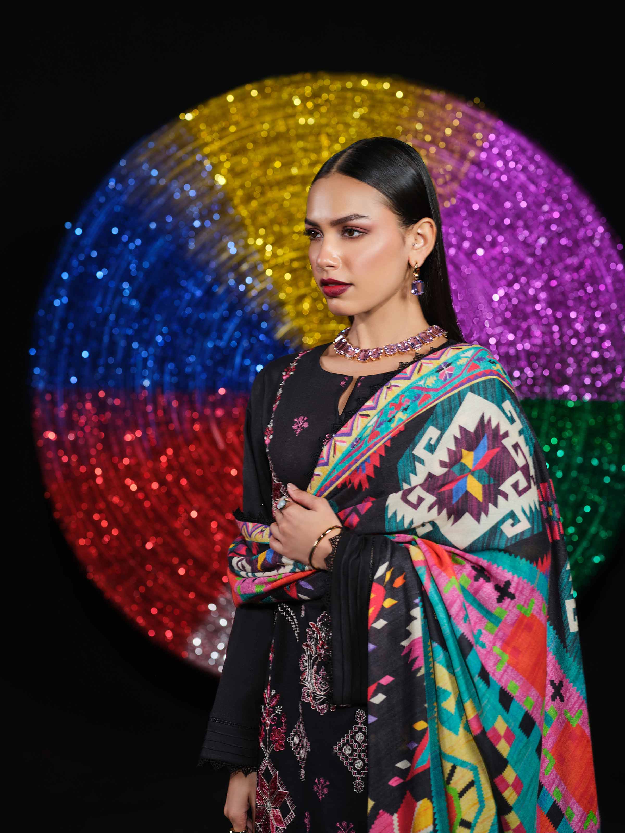 3 Piece - Digital Printed Embroidered Suit - 42502981 Unstitched Black Karandi 3PC Embroidered