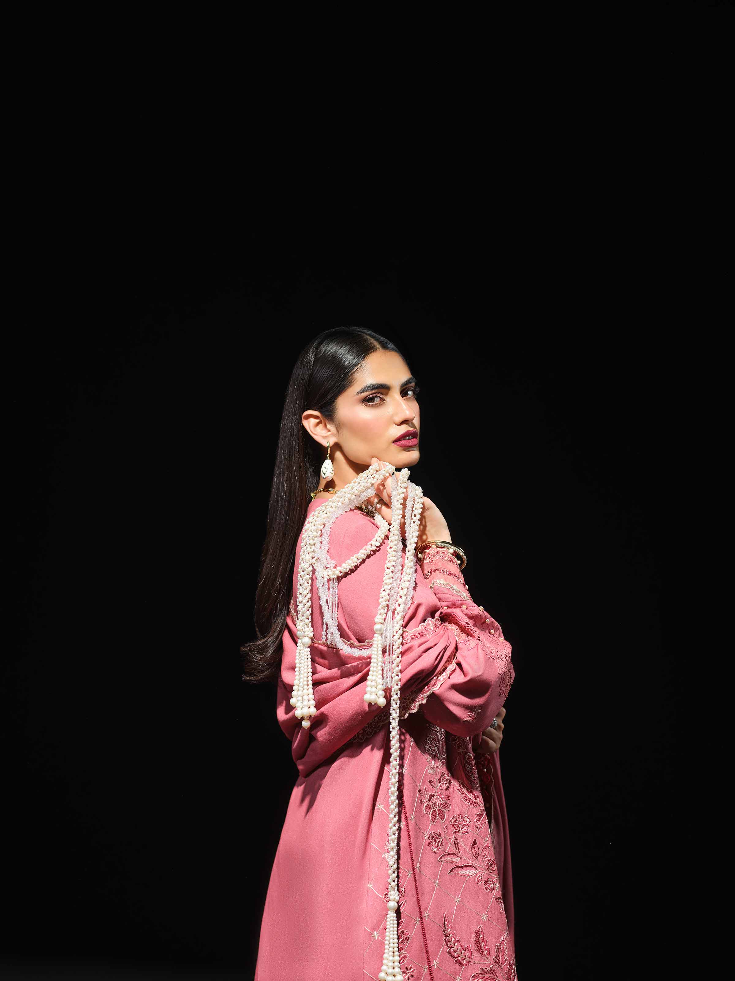 3 Piece - Embroidered Suit - 42503590 Unstitched Pink Karandi 3PC Embroidered