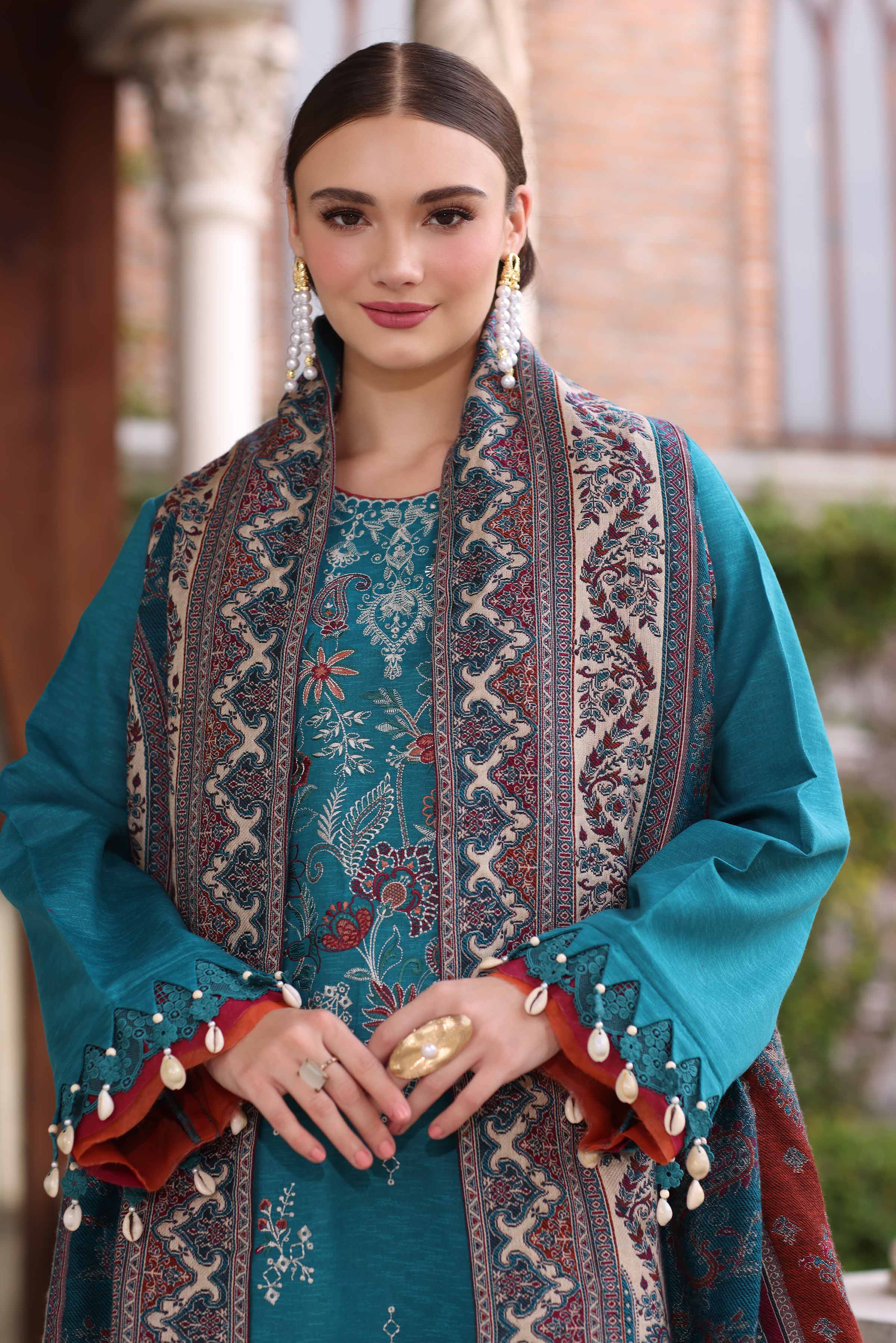 3 Piece - Embroidered Suit - 42503610 Unstitched Blue Karandi 3PC Embroidered