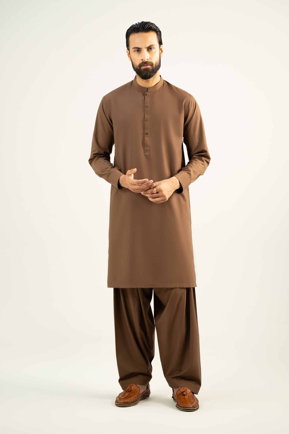 2 Piece - Naqsh Suit - 42508016 Brown Wash & Wear 2PC Non-Embroidered Nishat Australia