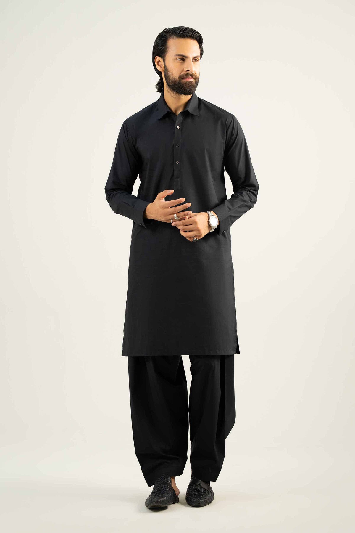 2 Piece - Naqsh Suit - 42508049 Black Wash & Wear 2PC Non-Embroidered Nishat Australia