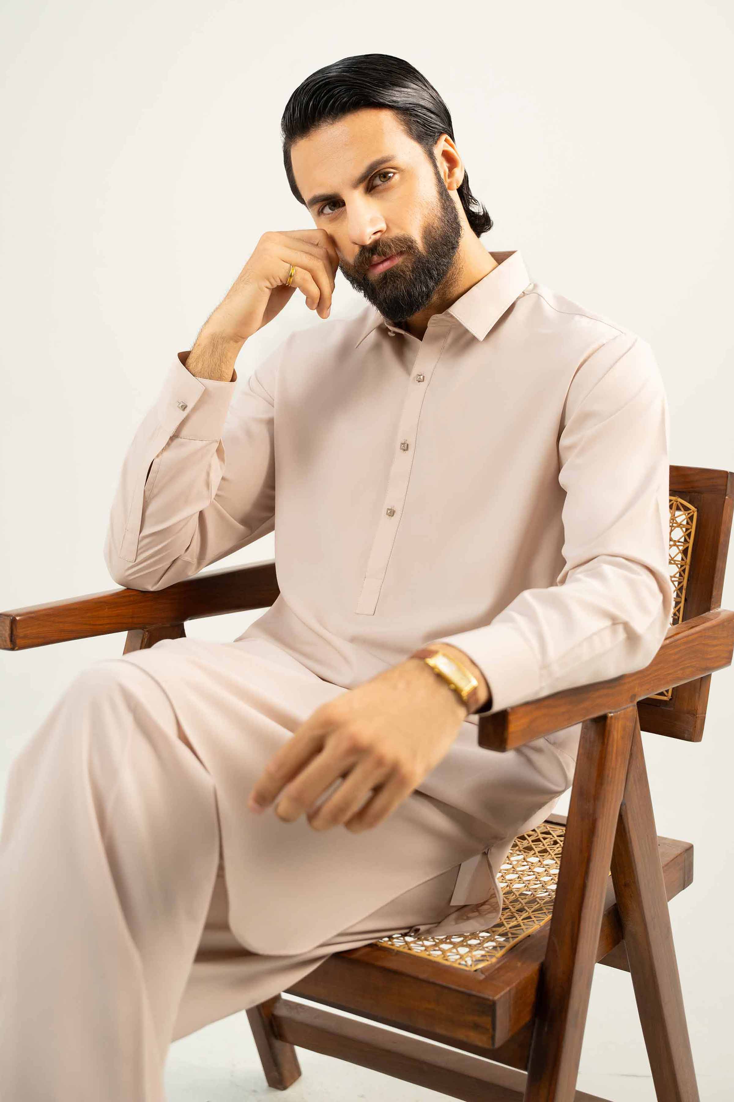2 Piece - Naqsh Suit - 42508064 Brown Wash & Wear 2PC Non-Embroidered Nishat Australia