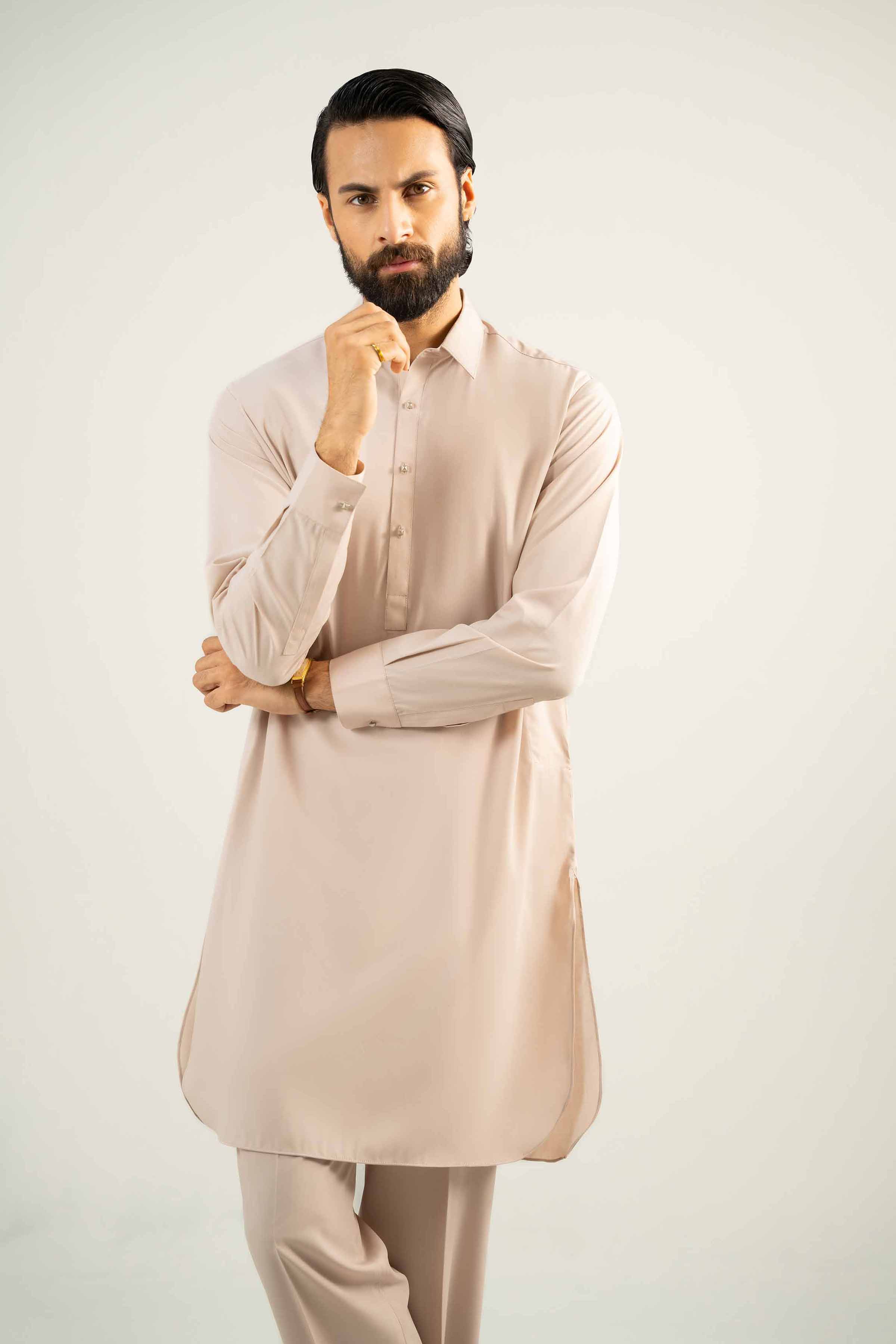 2 Piece - Naqsh Suit - 42508064 Brown Wash & Wear 2PC Non-Embroidered Nishat Australia