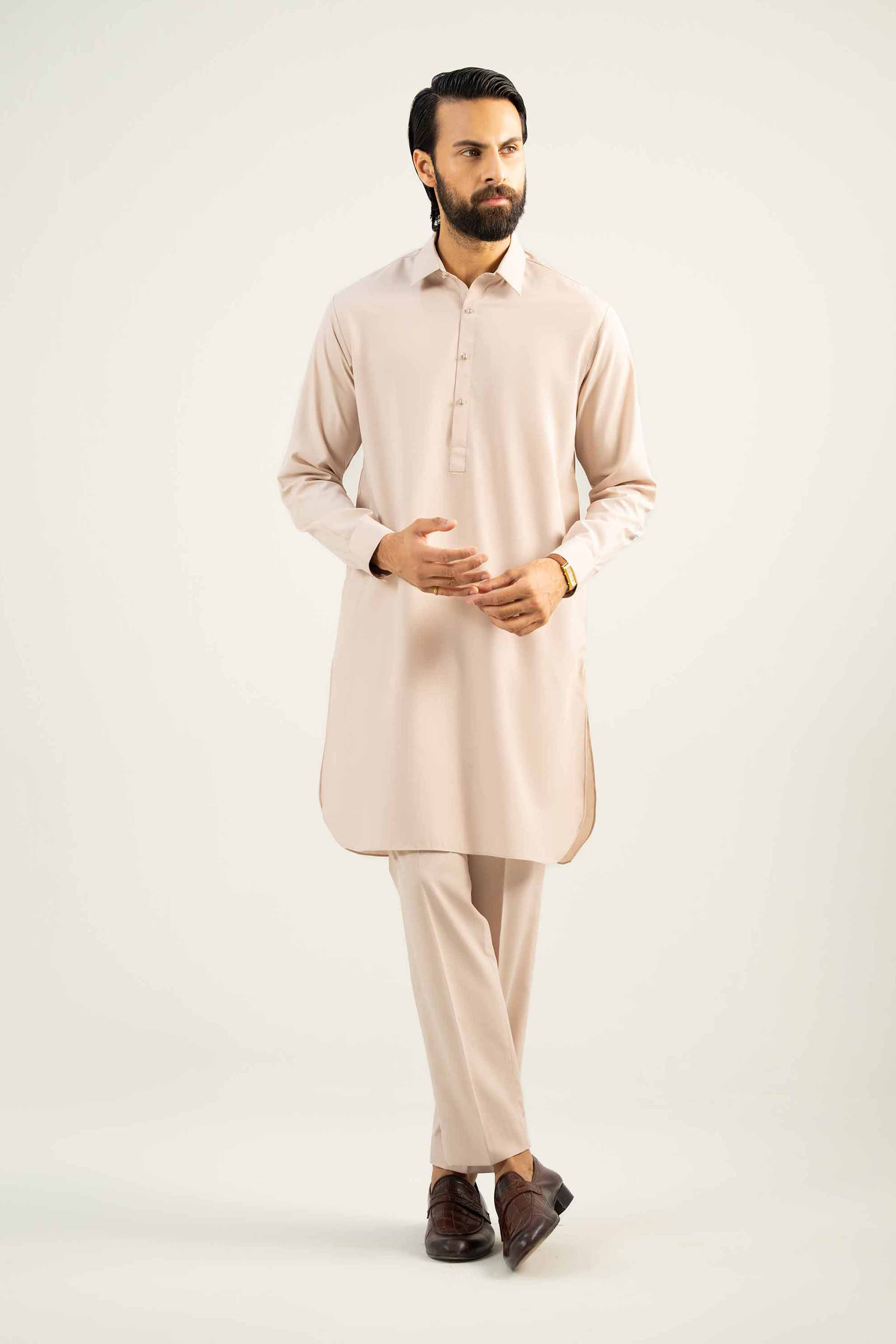 2 Piece - Naqsh Suit - 42508064 Brown Wash & Wear 2PC Non-Embroidered Nishat Australia
