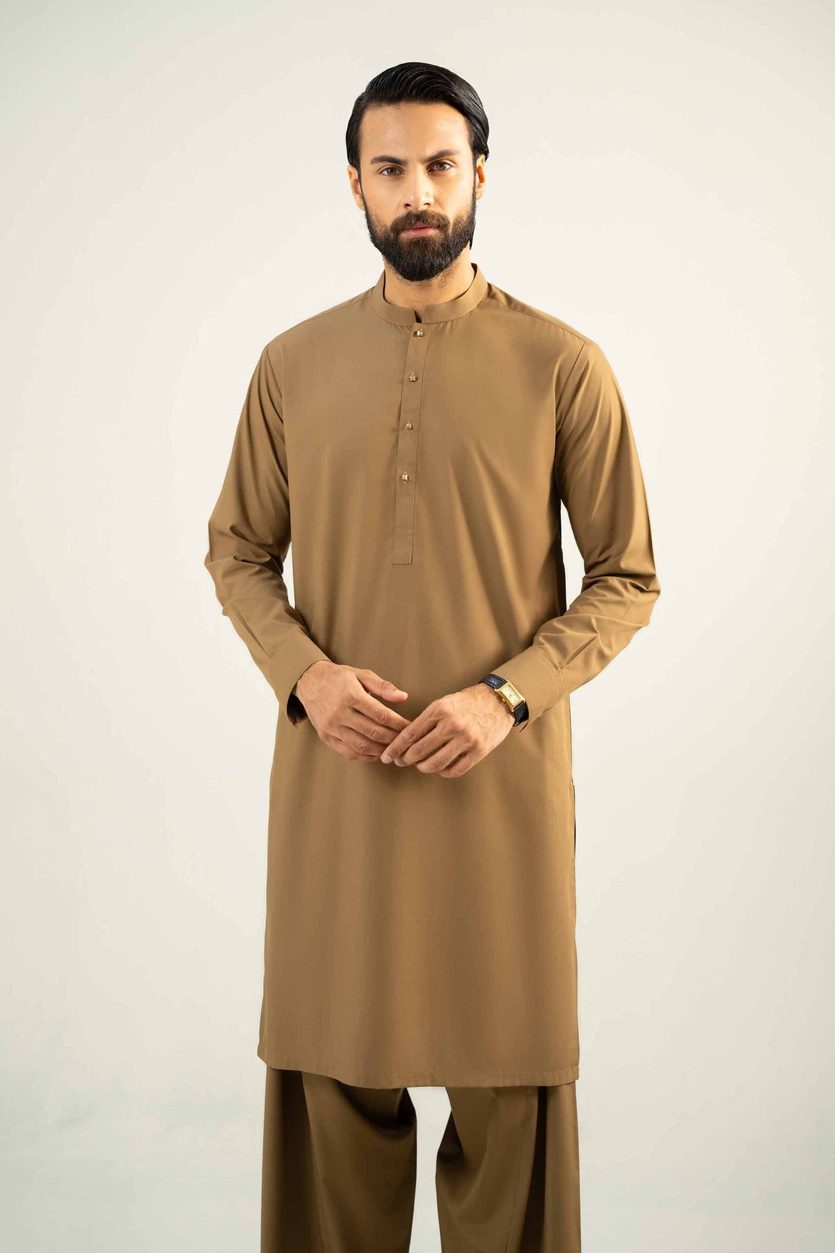 2 Piece - Naqsh Suit - 42508067 Brown Wash & Wear 2PC Non-Embroidered Nishat Australia