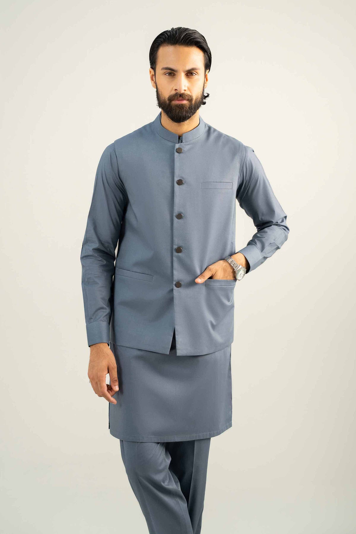 2 Piece - Naqsh Suit - 42508076 Grey Cotton 2PC Non-Embroidered Nishat Australia