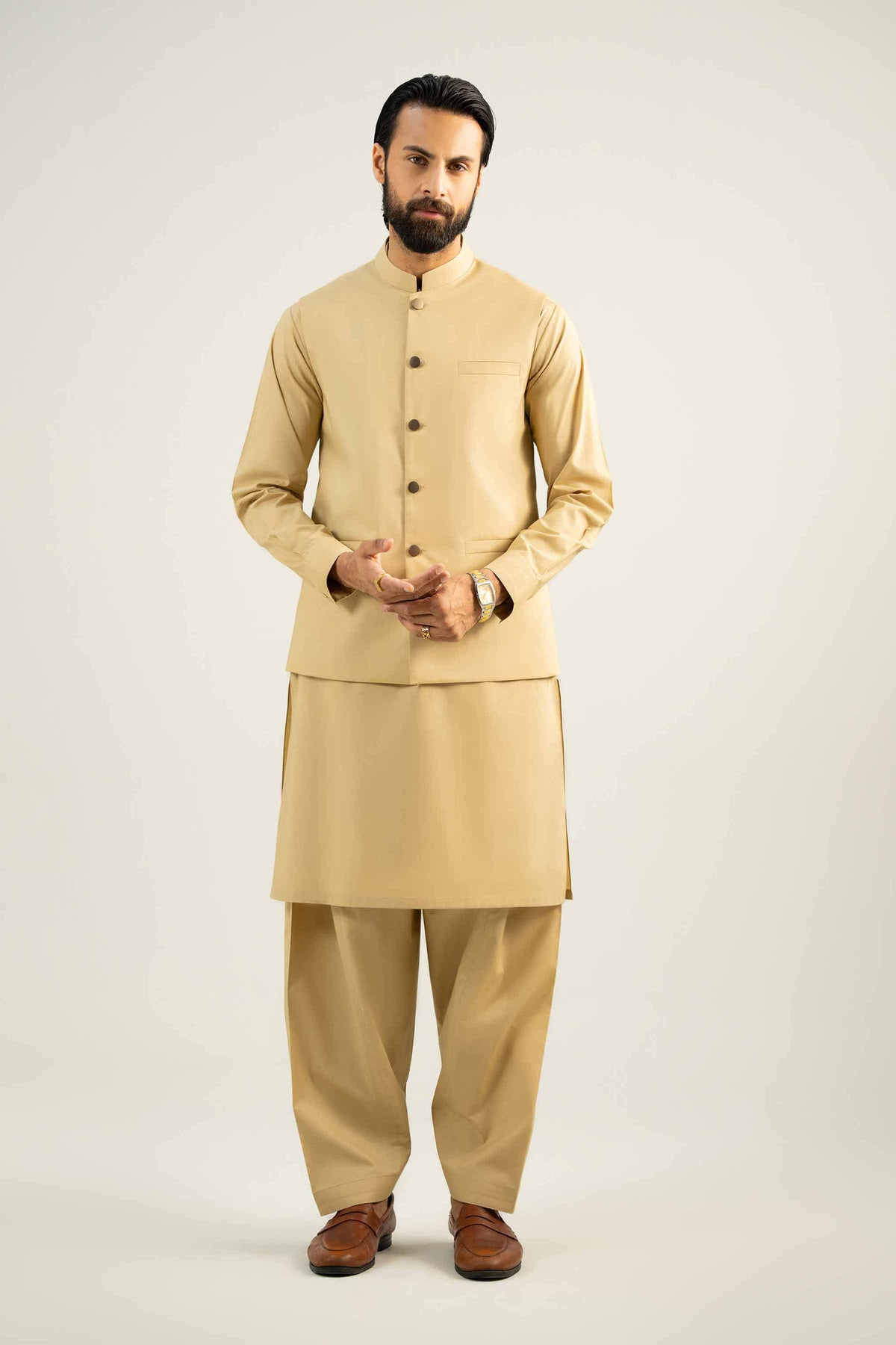 2 Piece - Naqsh Suit - 42508088 Beige Latha 2PC Non-Embroidered Nishat Australia