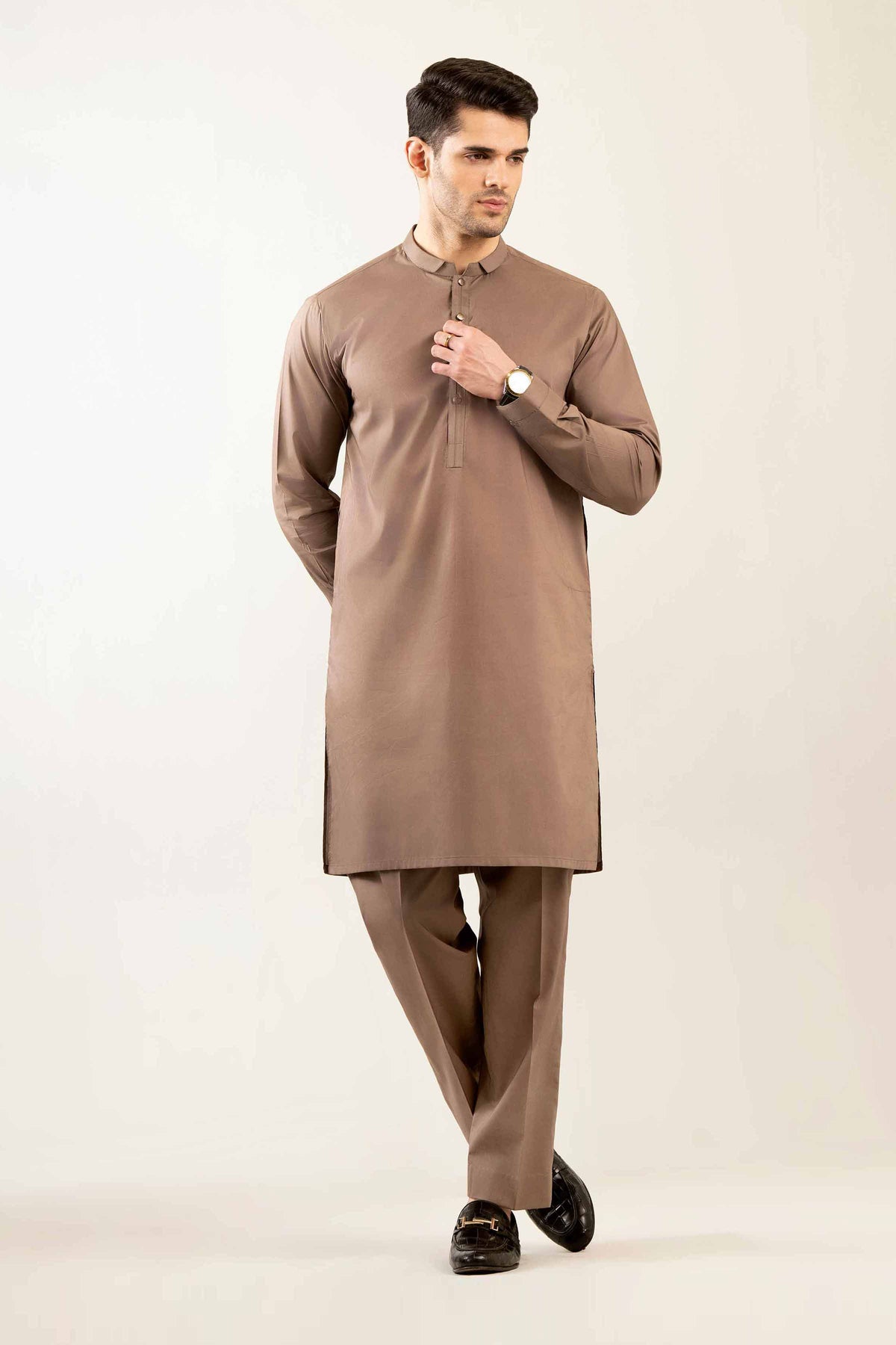 2 Piece - Naqsh Suit - 42508104 Brown Cotton 2PC Non-Embroidered Nishat Australia