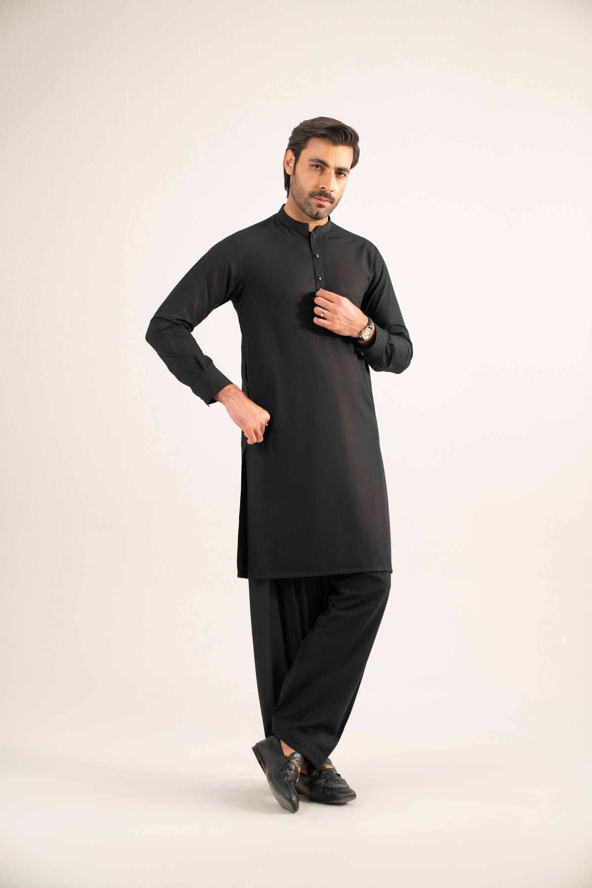 2 Piece - Naqsh Suit - 42508182 Black Wash & Wear 2PC Non-Embroidered Nishat Australia