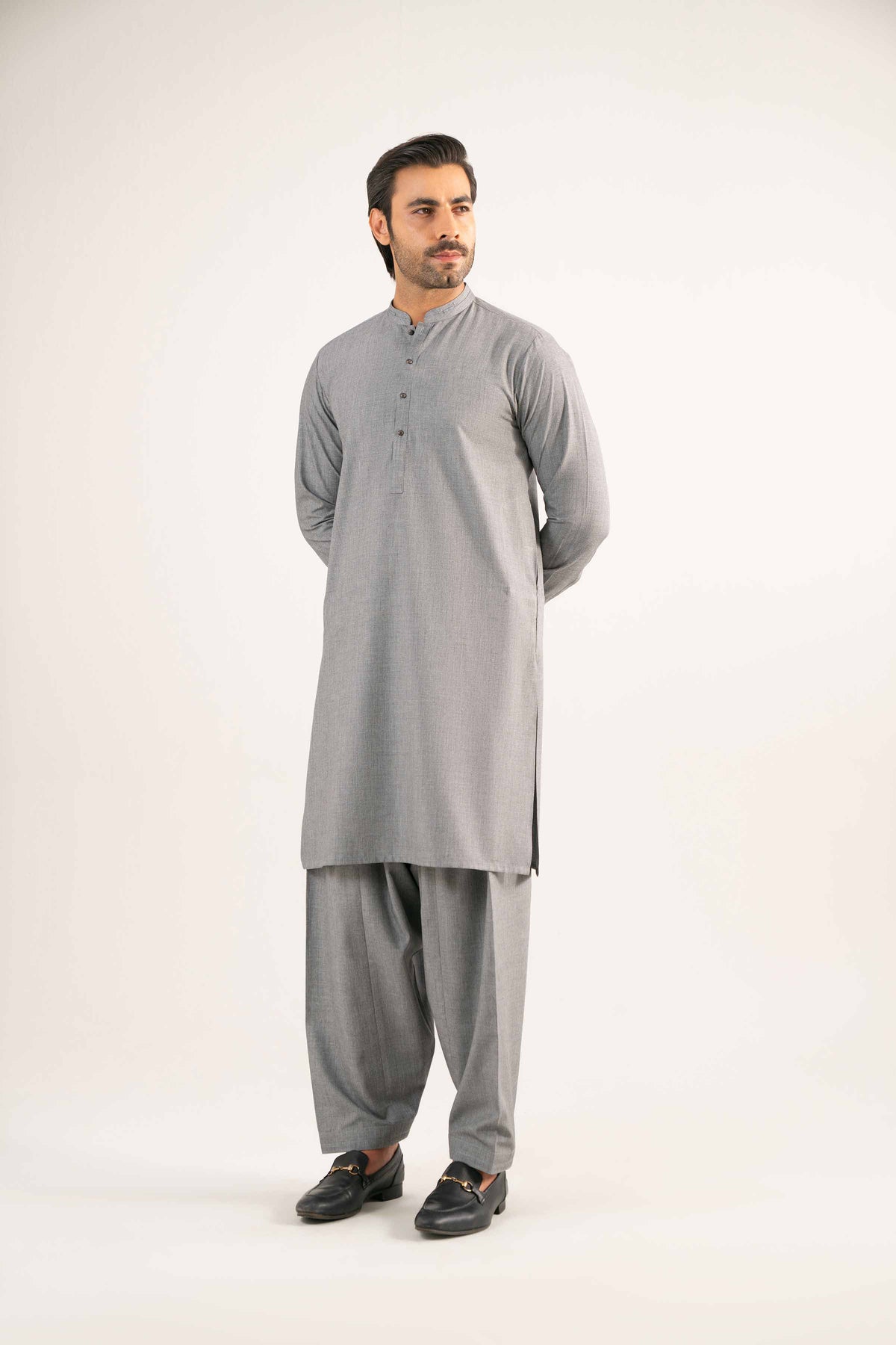 2 Piece - Naqsh Suit - 42508184 Grey Wash & Wear 2PC Non-Embroidered Nishat Australia