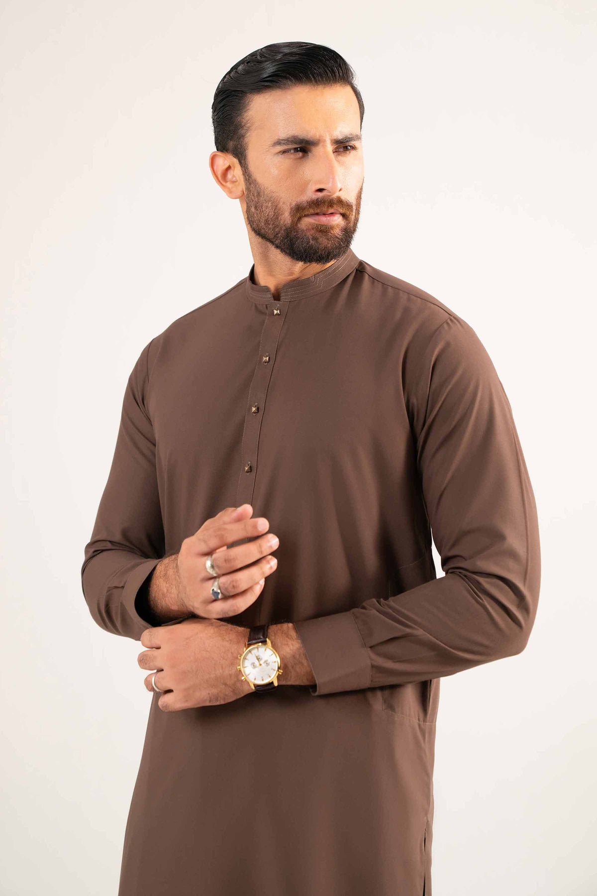 2 Piece - Naqsh Suit - 42508189 Brown Wash & Wear 2PC Non-Embroidered Nishat Australia