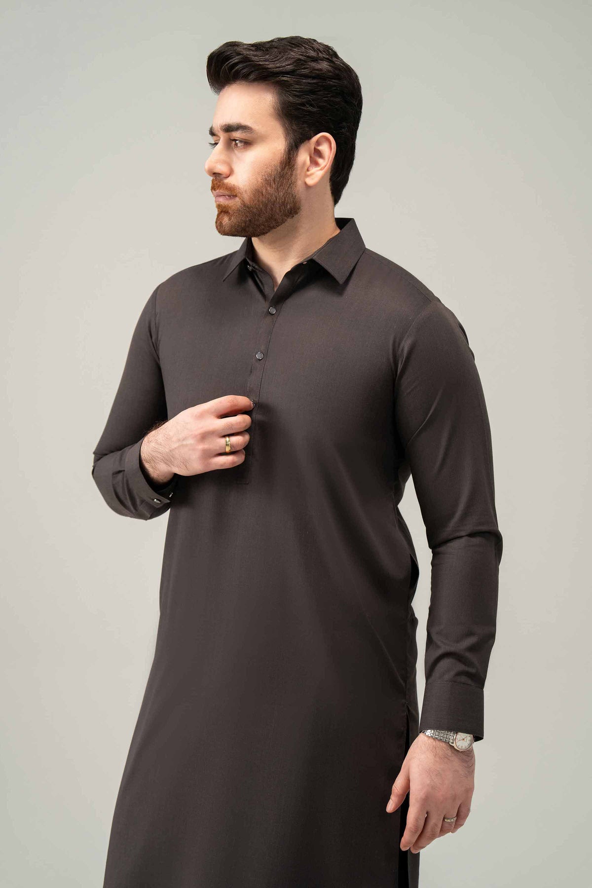 2 Piece - Naqsh Suit - 42508193 Brown Wash & Wear 2PC Non-Embroidered Nishat Australia