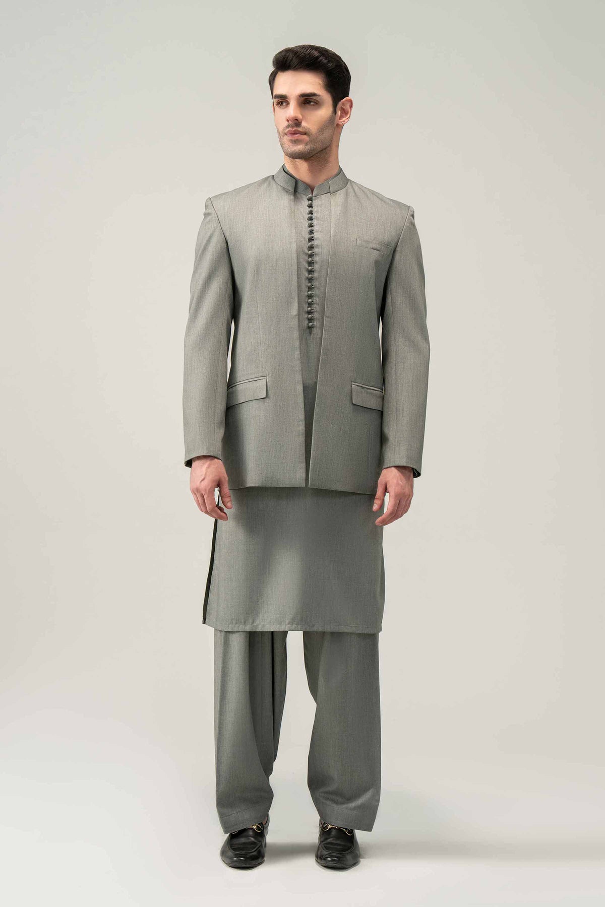 2 Piece - Naqsh Suit - 42508194 Grey Wash & Wear 2PC Non-Embroidered Nishat Australia