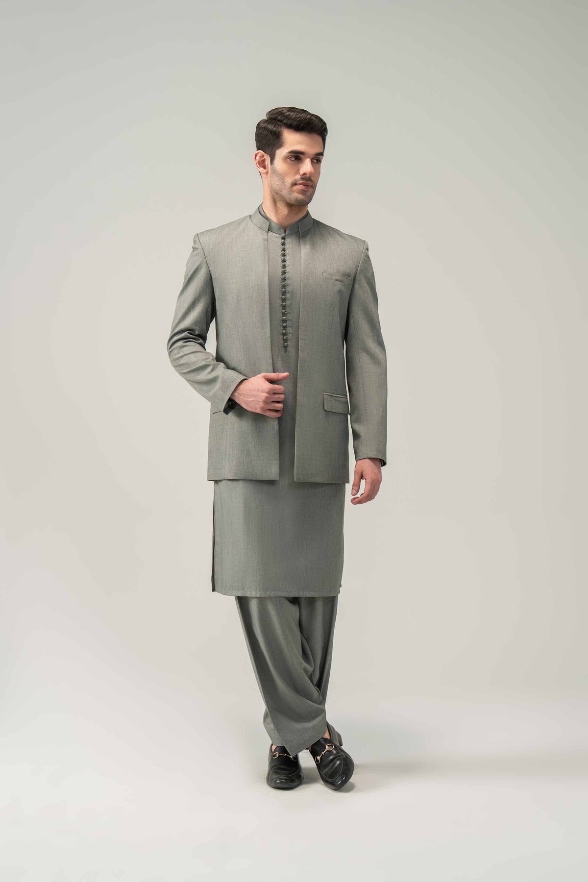 2 Piece - Naqsh Suit - 42508194 Grey Wash & Wear 2PC Non-Embroidered Nishat Australia