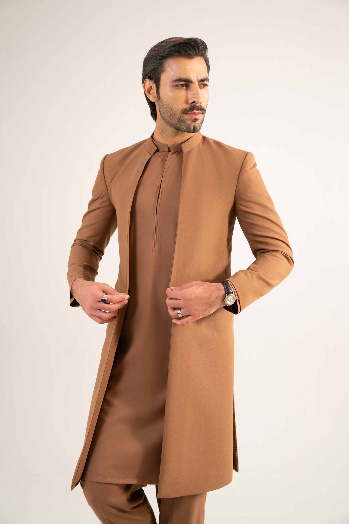 2 Piece - Naqsh Suit - 42508198 Brown Wash & Wear 2PC Non-Embroidered Nishat Australia