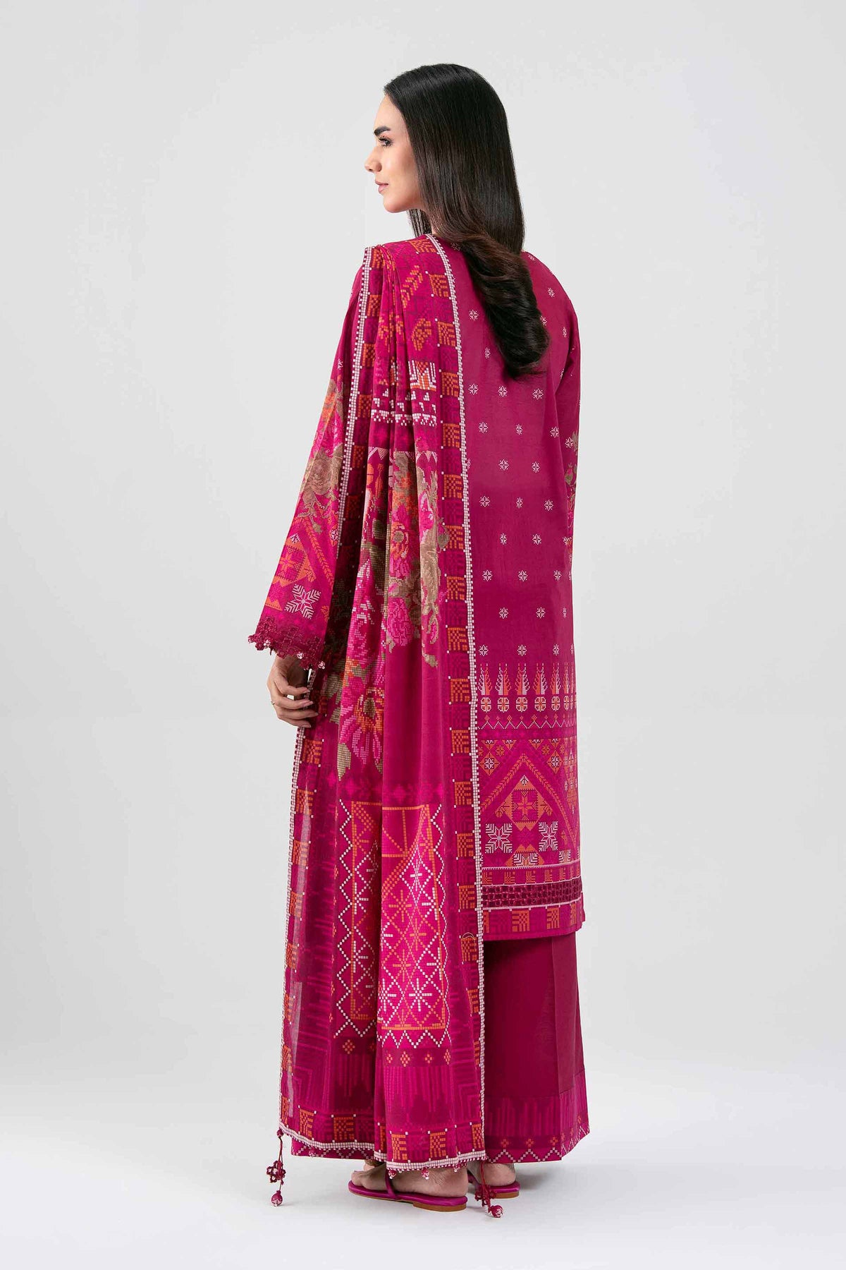 3 Piece - Digital Printed Embroidered Suit - 42601457 Maroon Lawn 3PC Embroidered Nishat Australia