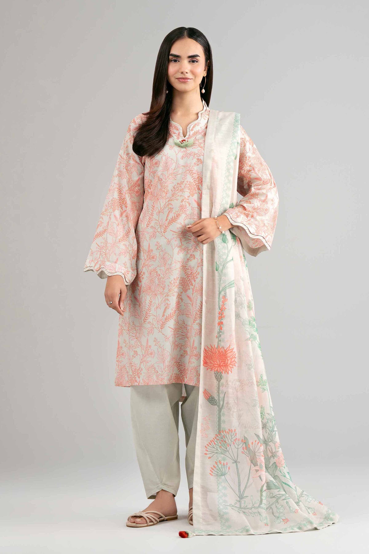 3 Piece - Digital Printed Suit - 42601496 Pink Lawn 3PC Printed Nishat Australia