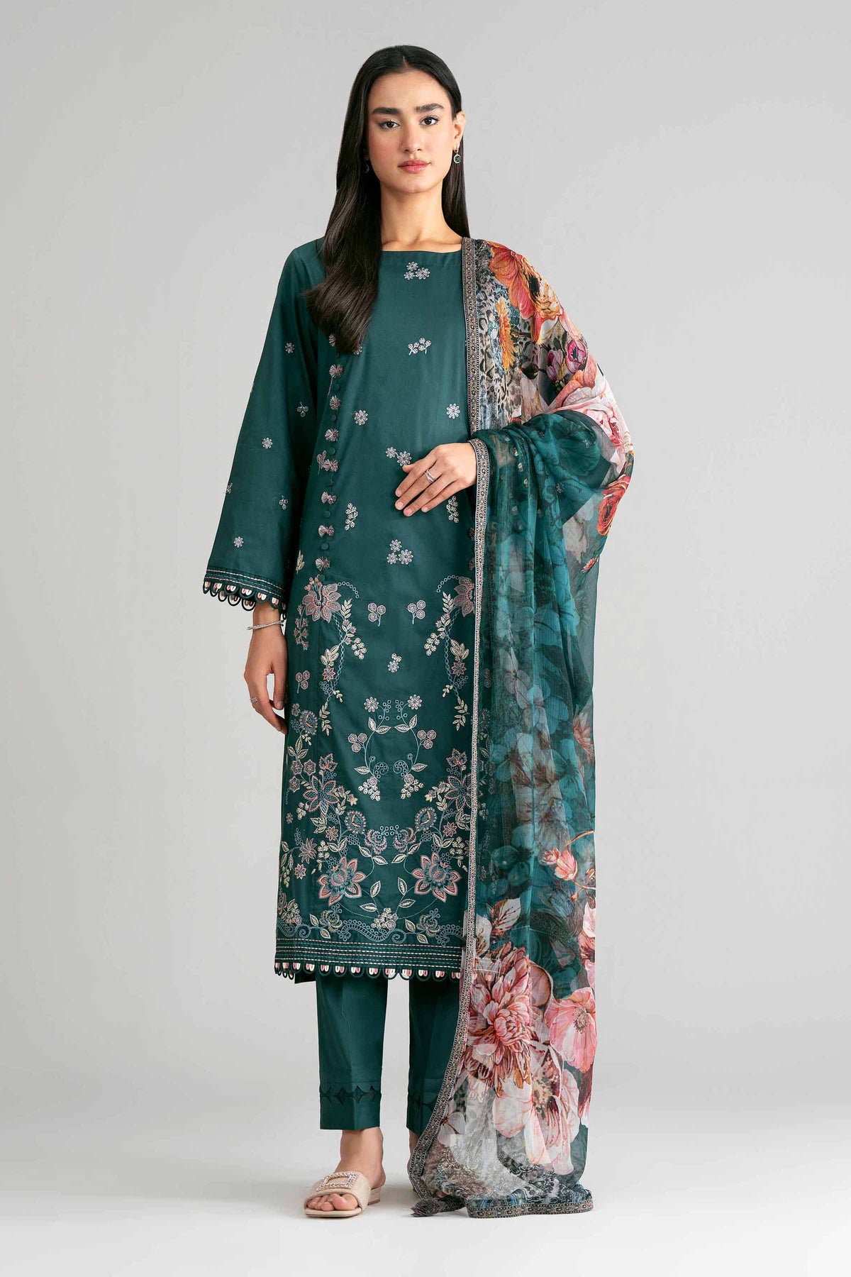 3 Piece - Digital Printed Embroidered Suit - 42601548 Green Lawn 3PC Embroidered Nishat Australia