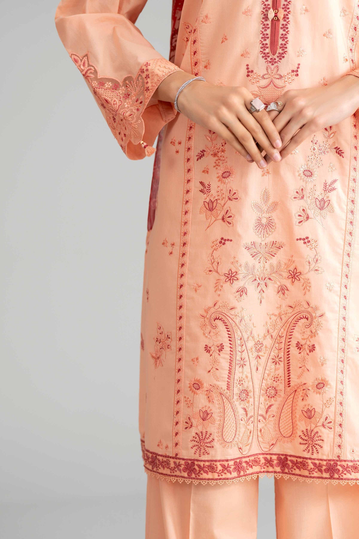 3 Piece - Digital Printed Embroidered Suit - 42601553 Orange Lawn 3PC Embroidered Nishat Australia