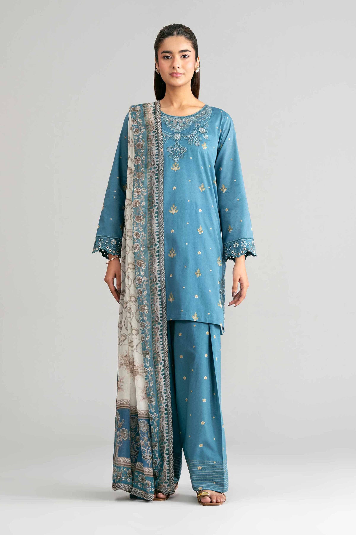 3 Piece - Digital Printed Embroidered Suit - 42601569 Blue Lawn 3PC Embroidered Nishat Australia