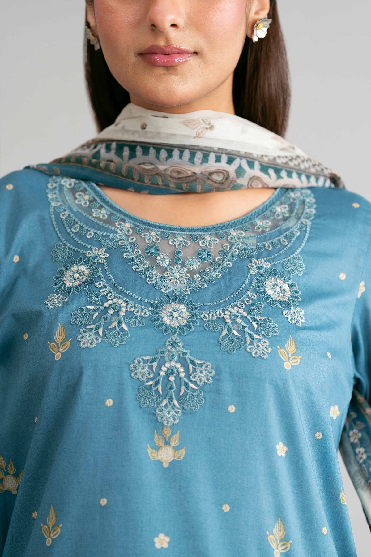 3 Piece - Digital Printed Embroidered Suit - 42601569 Blue Lawn 3PC Embroidered Nishat Australia
