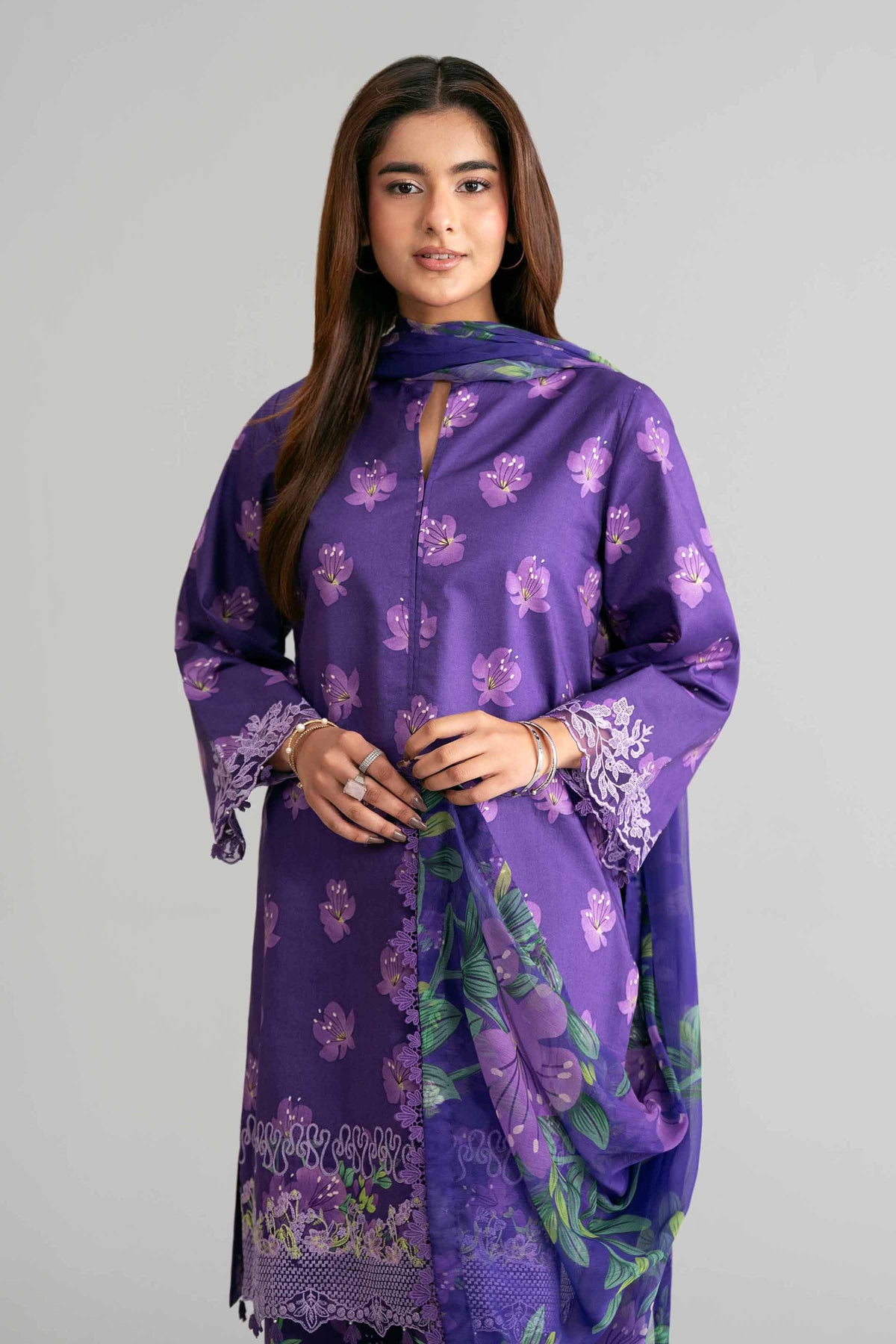 3 Piece - Digital Printed Embroidered Suit - 42601571 Purple Lawn 3PC Embroidered Nishat Australia