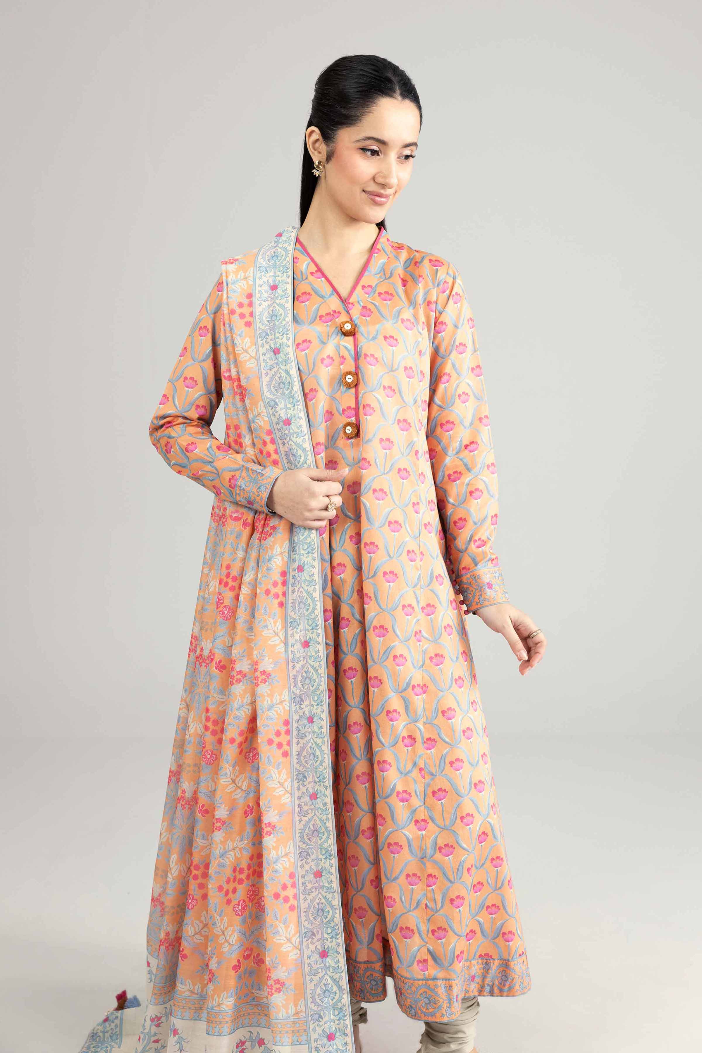 2 Piece - Digital Printed Suit - 42601927 Orange Lawn 2PC Printed Nishat Australia