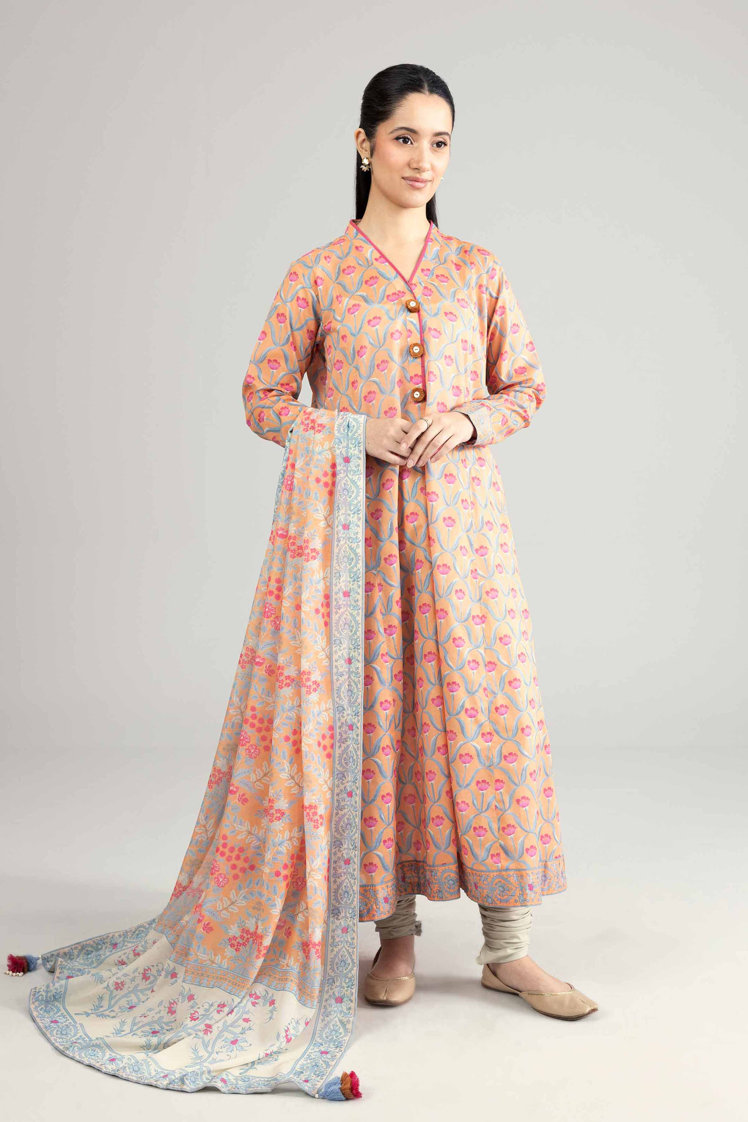 2 Piece - Digital Printed Suit - 42601927 Orange Lawn 2PC Printed Nishat Australia
