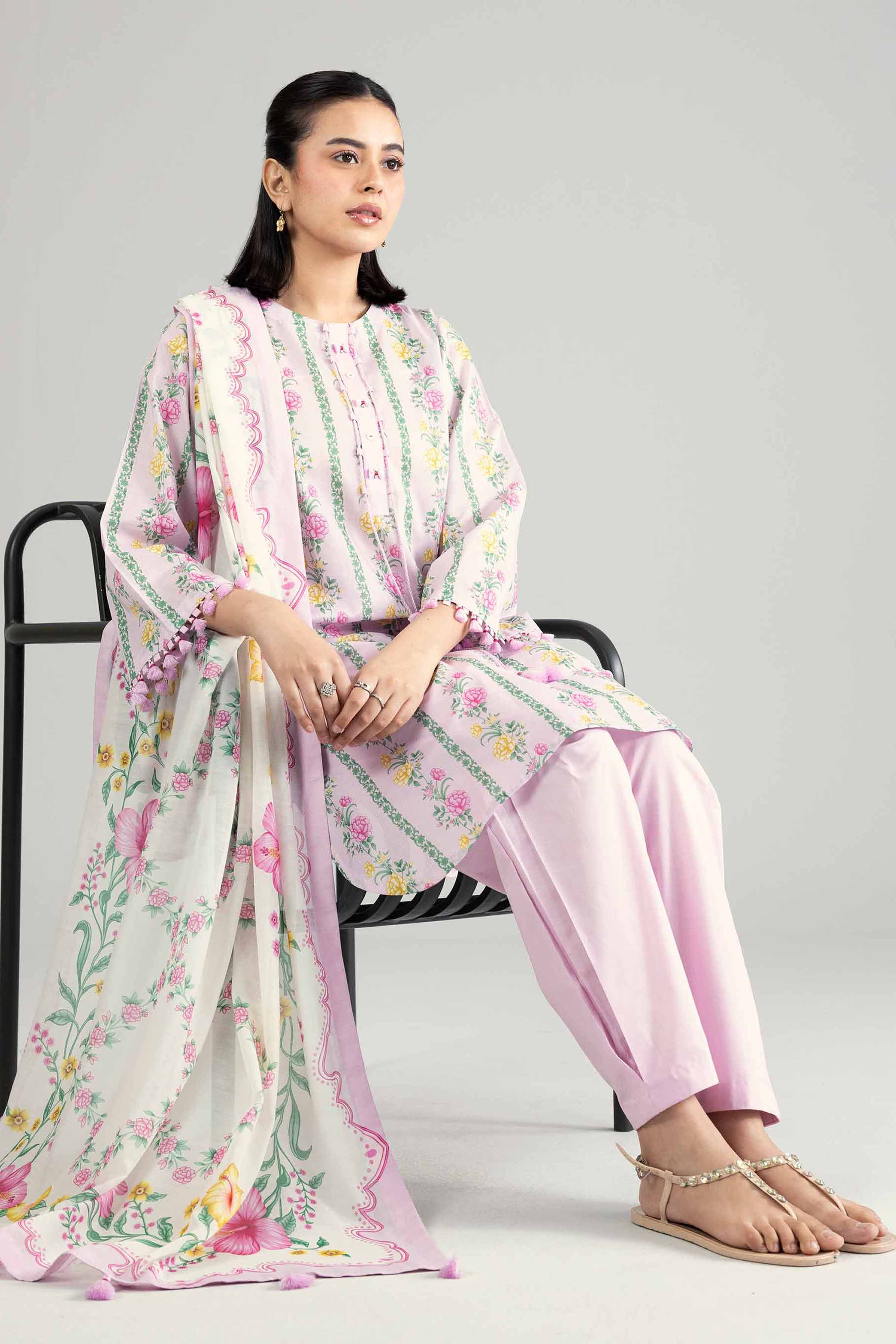 2 Piece - Digital Printed Suit - 42601928 Beige Lawn 2PC Printed Nishat Australia