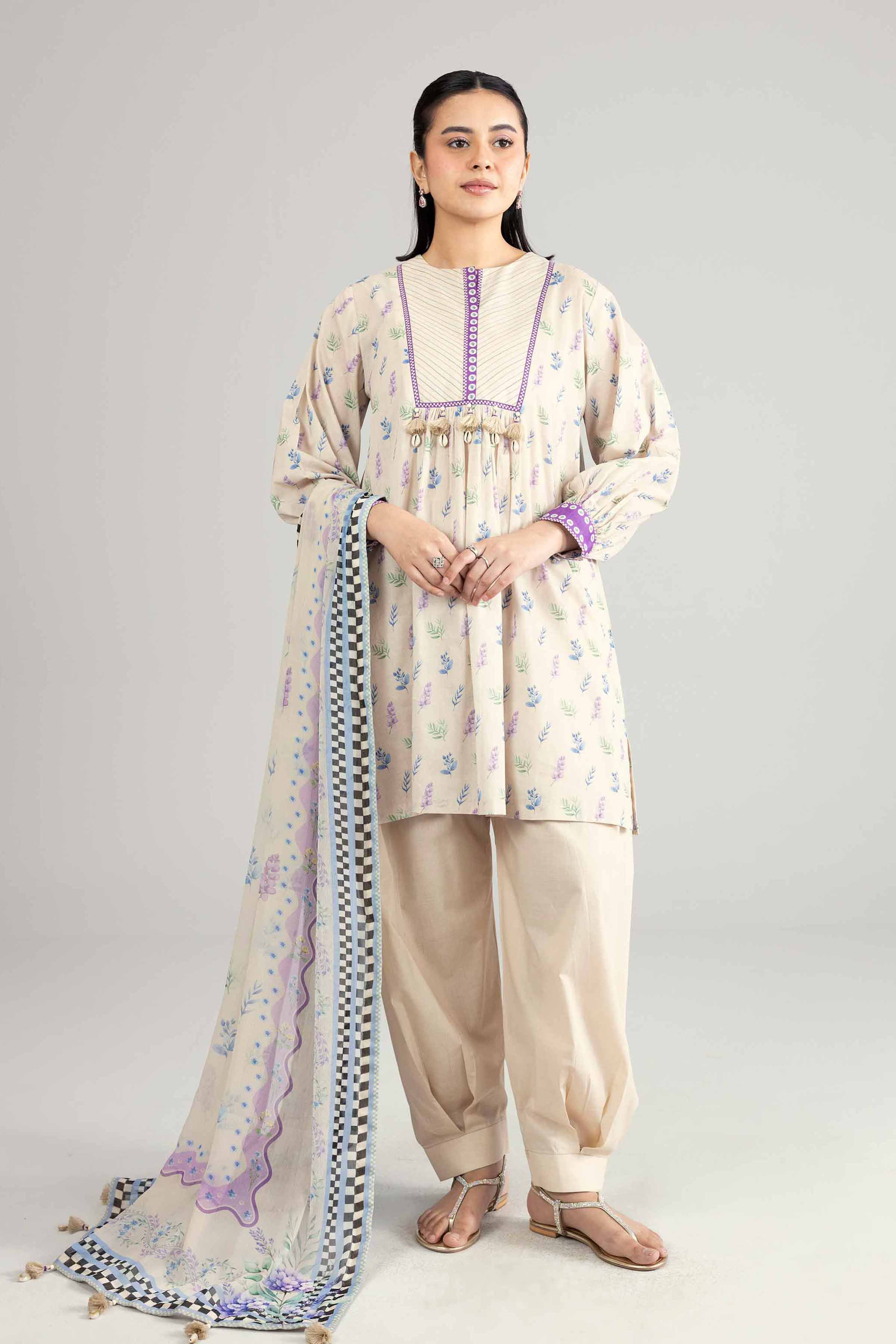 2 Piece - Digital Printed Suit - 42601930 Beige Lawn 2PC Printed Nishat Australia