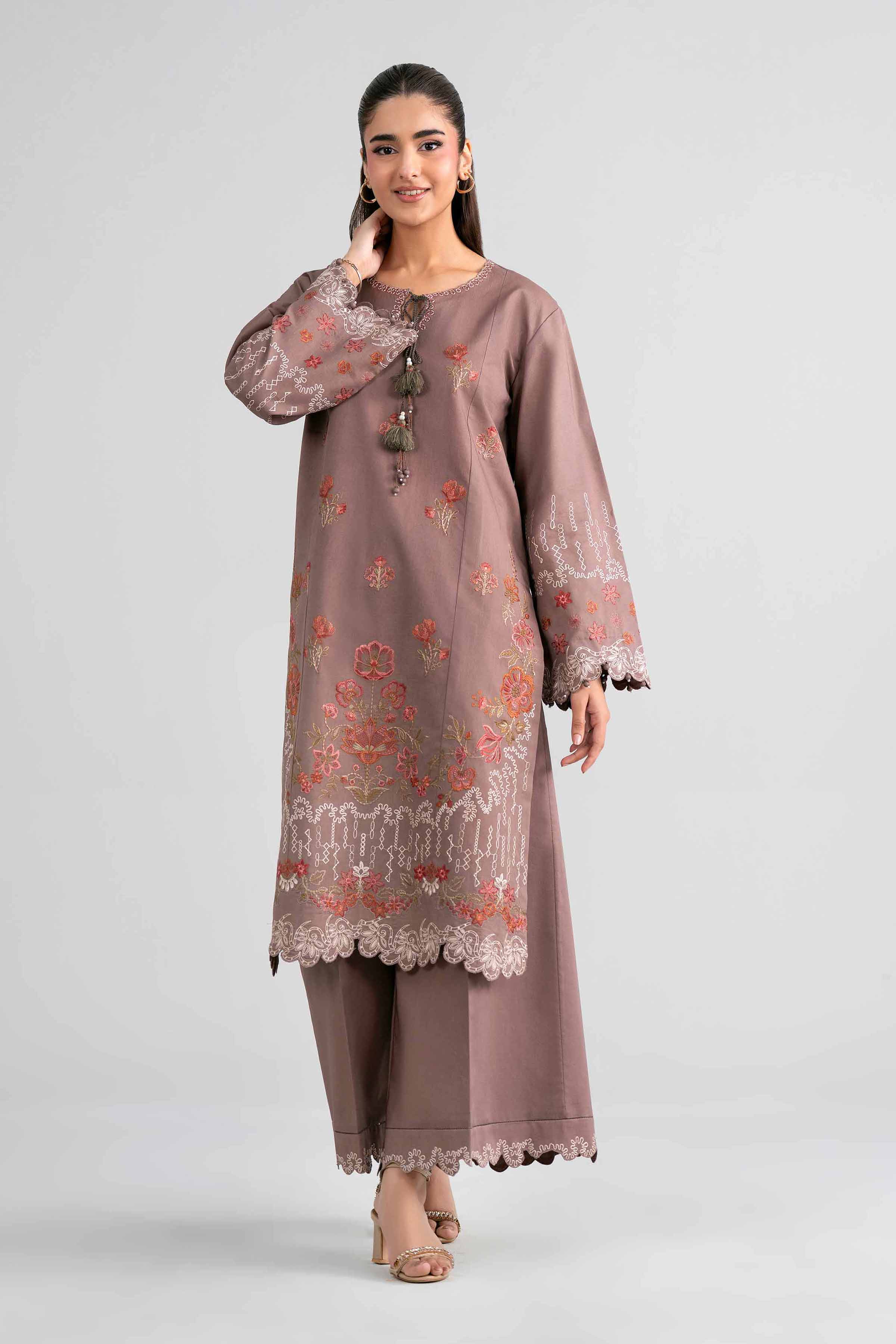 2 Piece - Embroidered Suit - 42601934 Brown Lawn 2PC Embroidered Nishat Australia