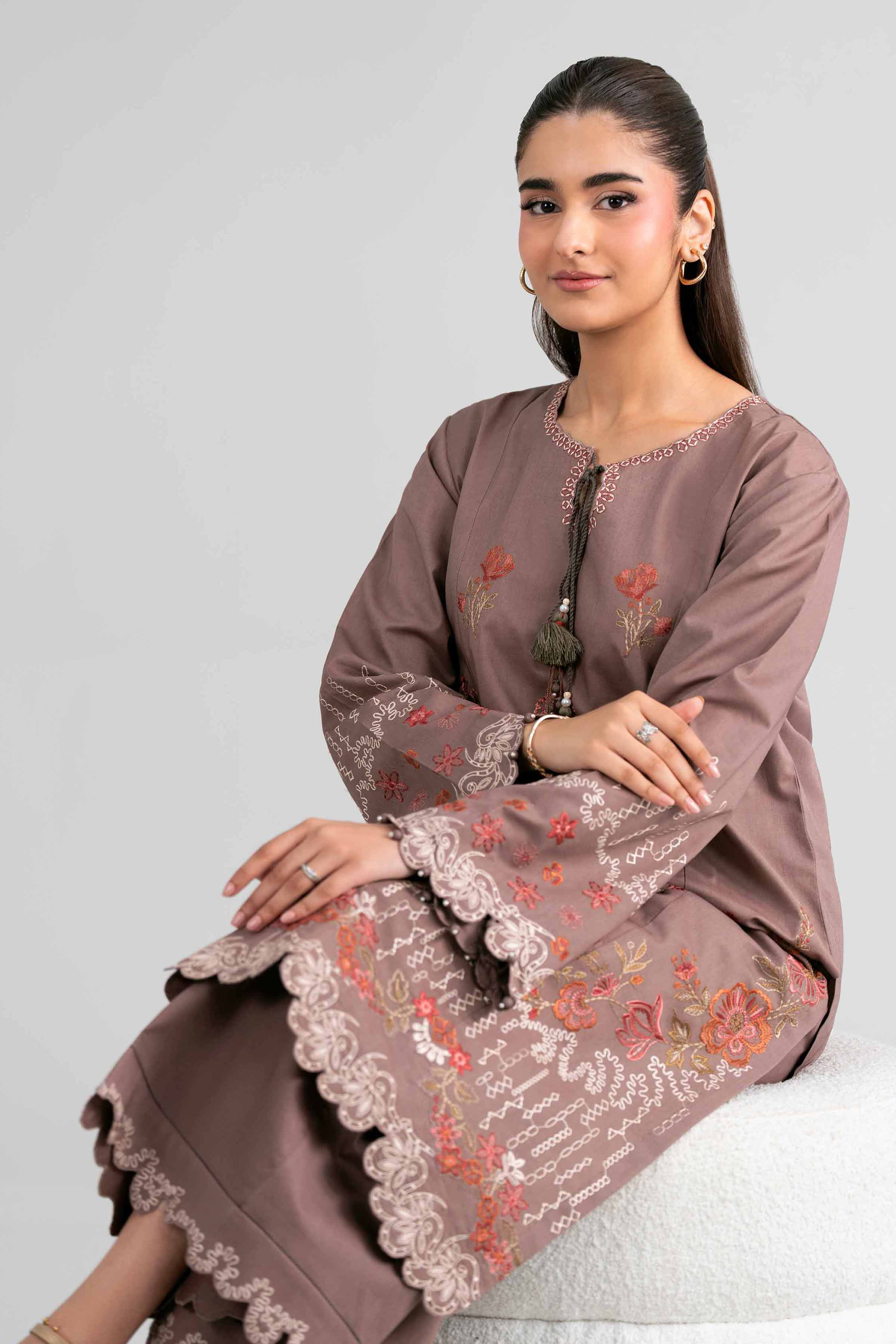 2 Piece - Embroidered Suit - 42601934 Brown Lawn 2PC Embroidered Nishat Australia
