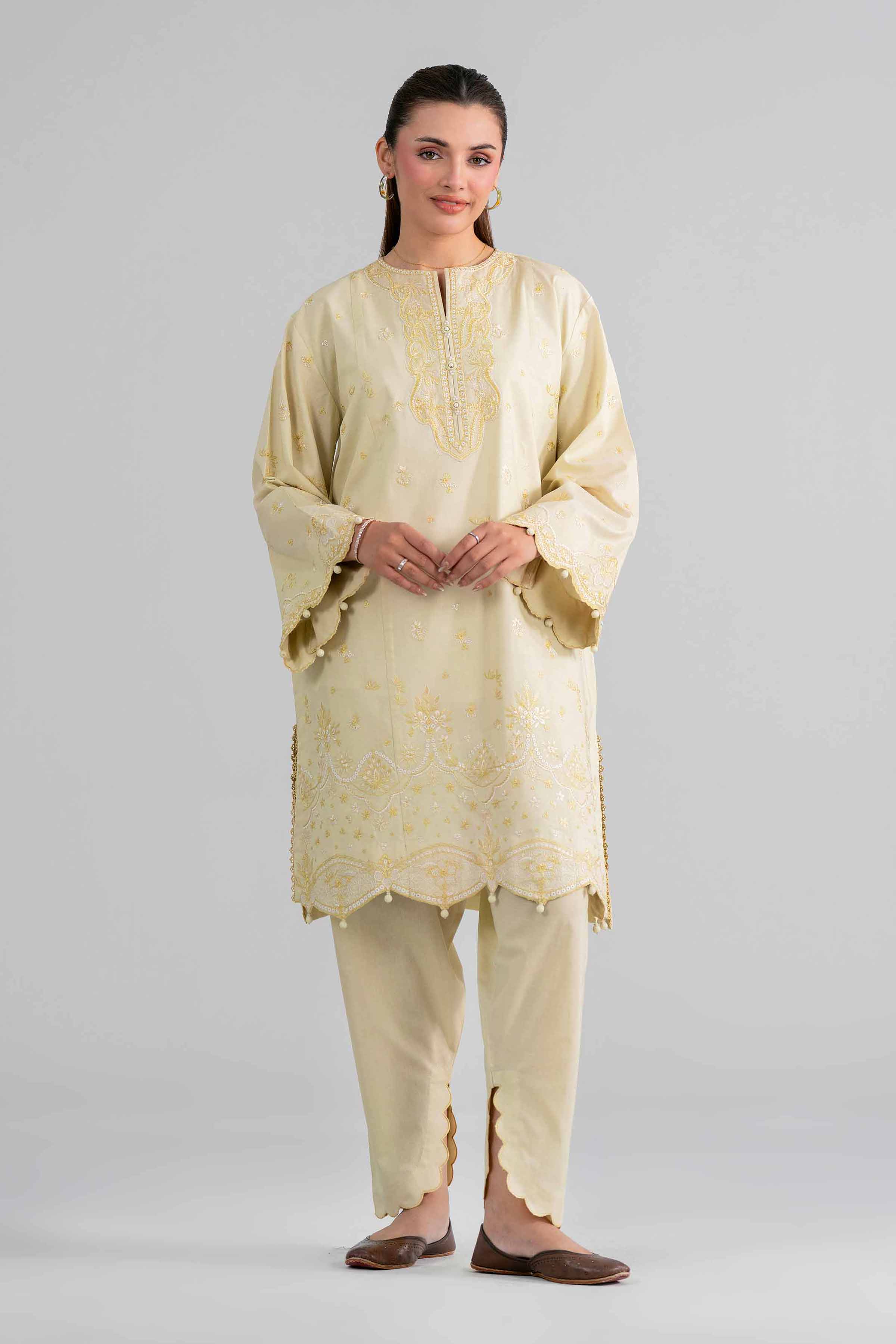 2 Piece - Embroidered Suit - 42601937 Beige Lawn 2PC Embroidered Nishat Australia