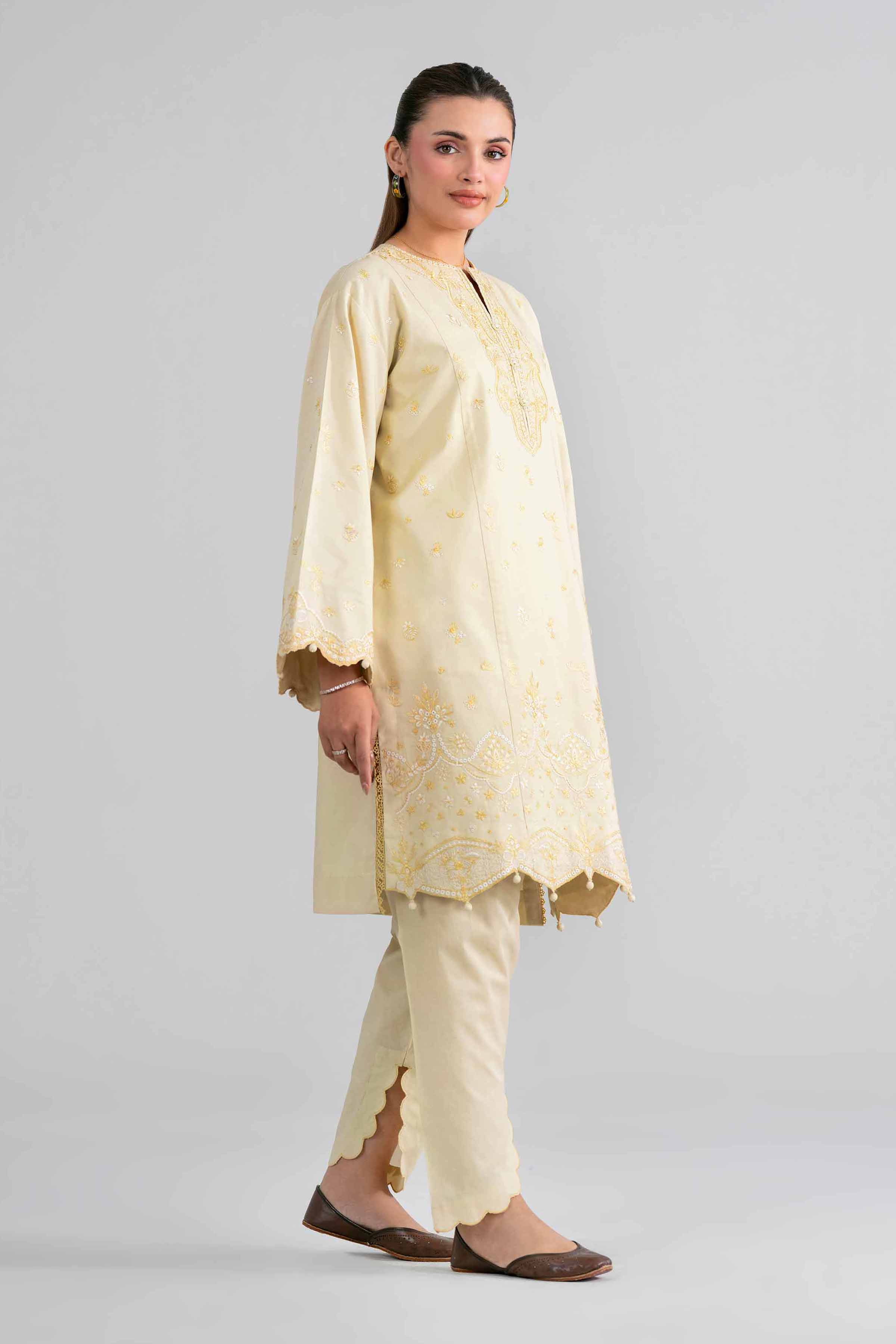 2 Piece - Embroidered Suit - 42601937 Beige Lawn 2PC Embroidered Nishat Australia