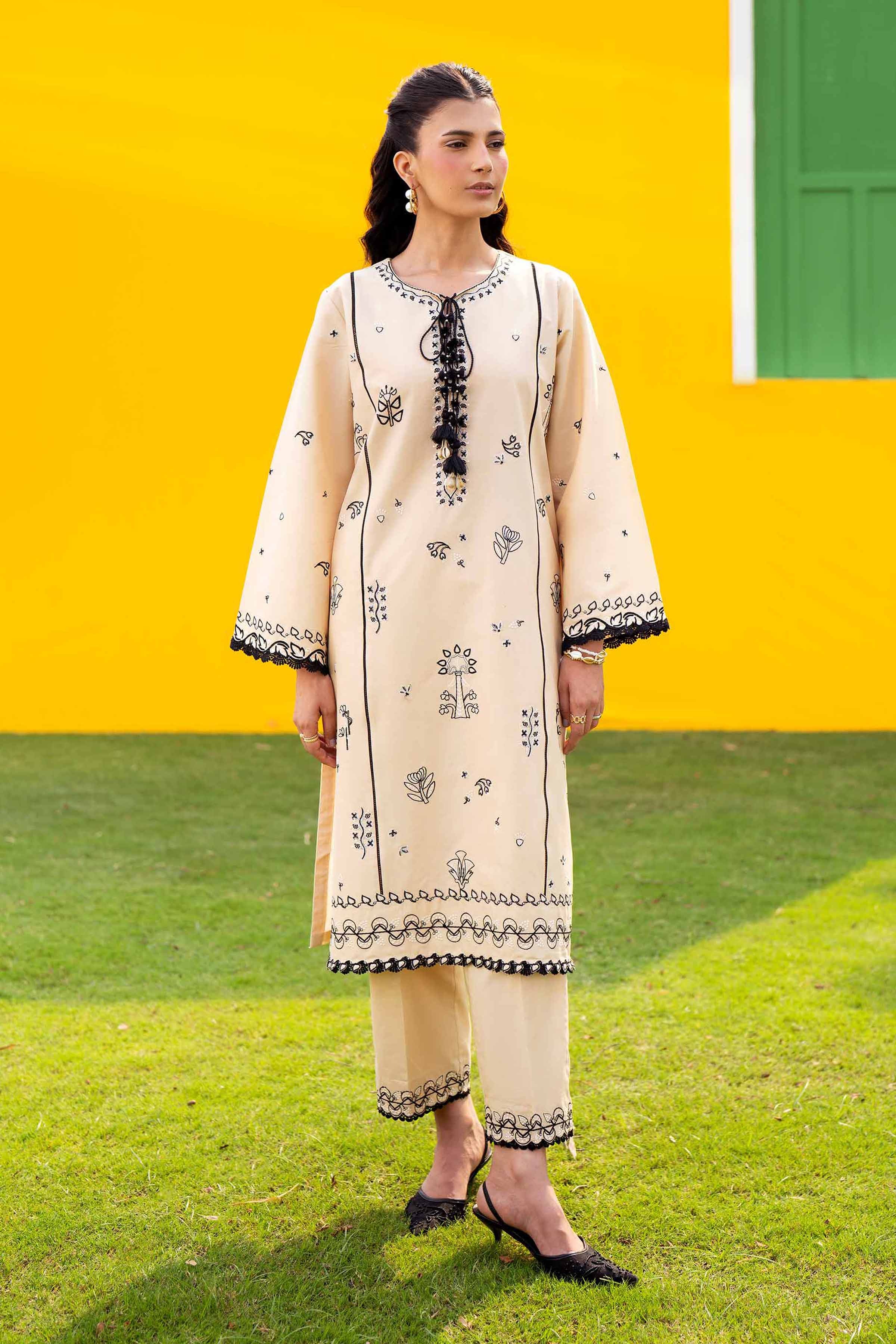2 Piece - Embroidered Suit - 42601941 Beige Lawn 2PC Embroidered Nishat Australia